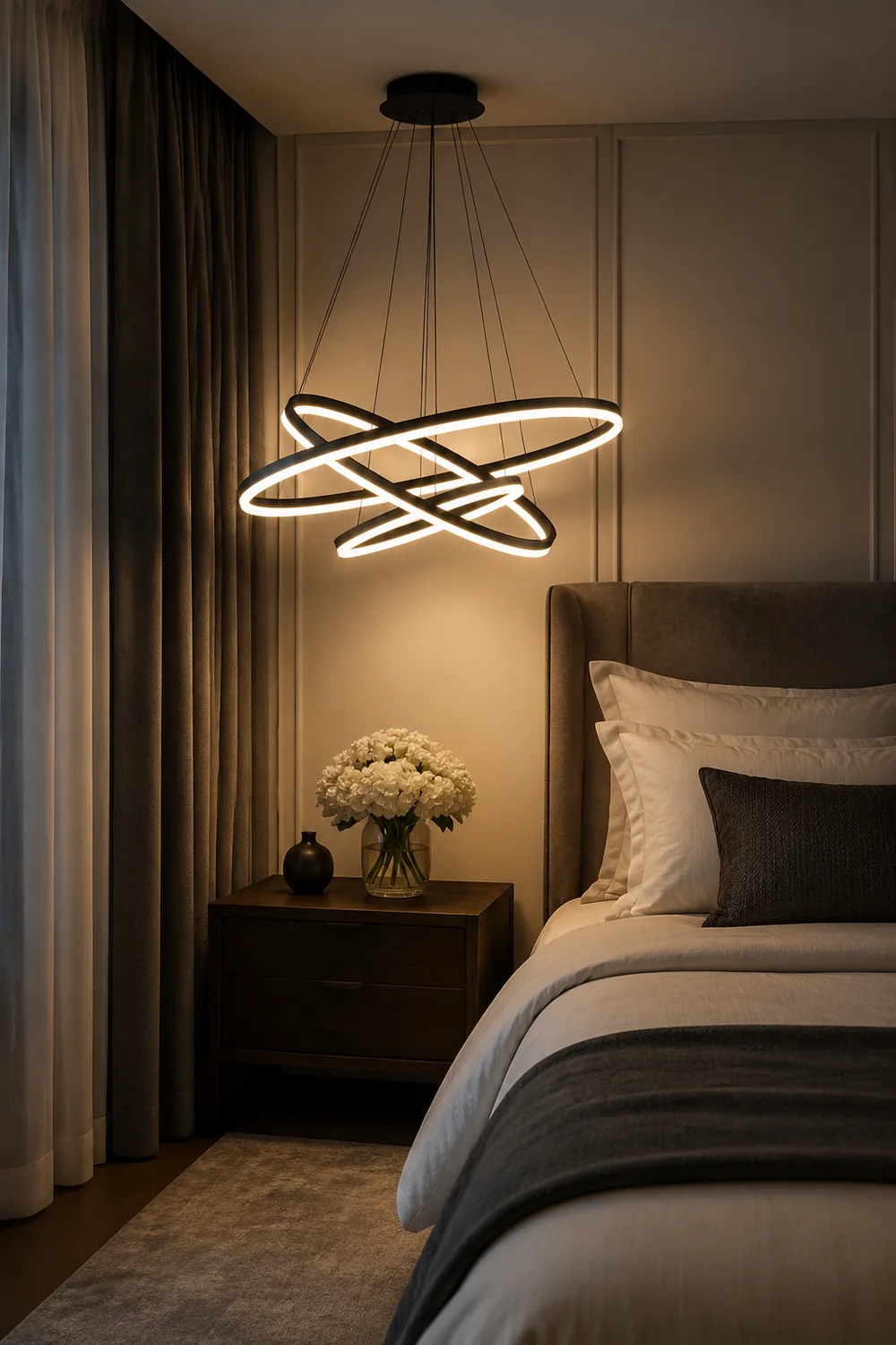 Arisha 3-Rings Black Black Modern Pendant Light - Lumpaz