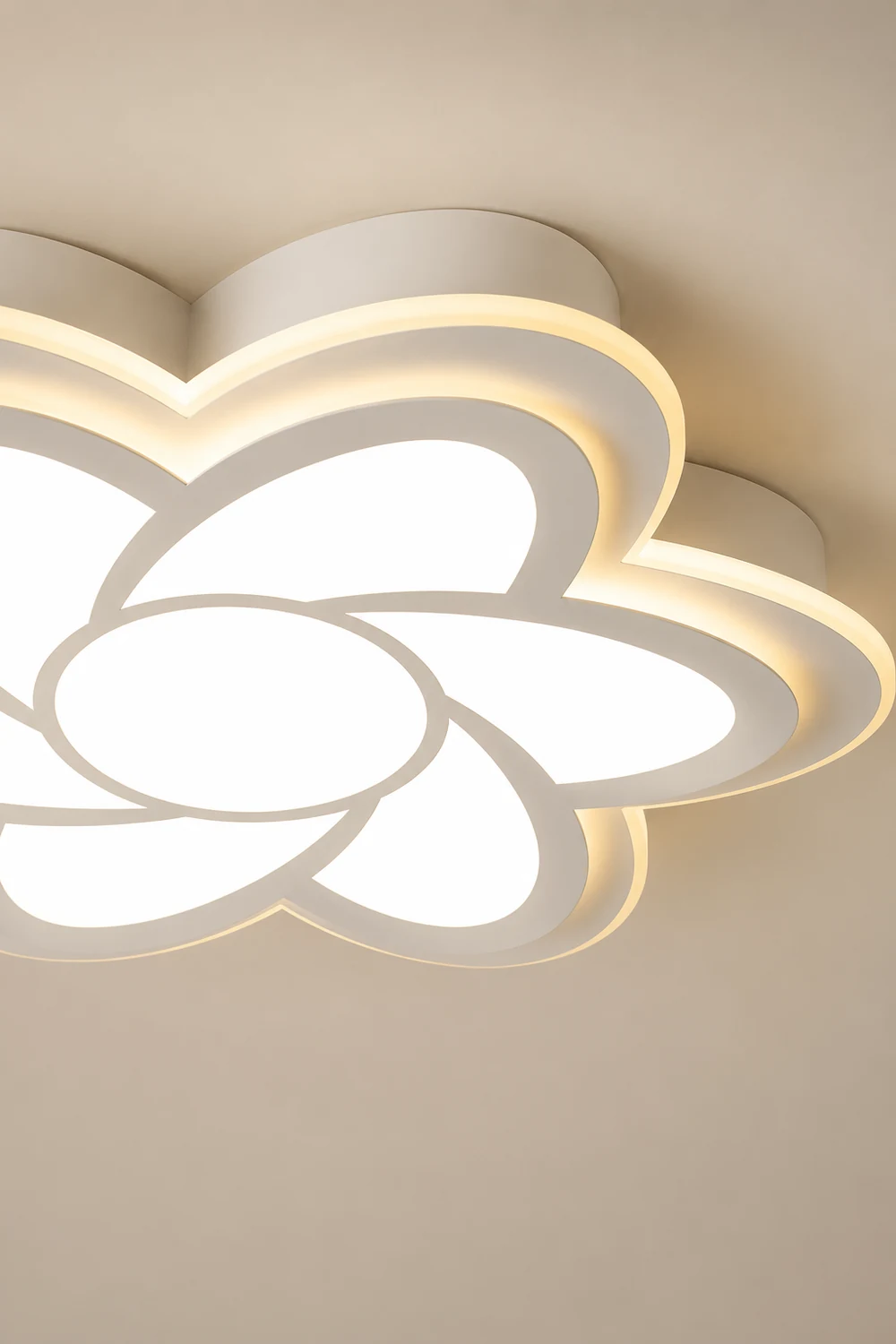 Hana Modern White Flower Flush Mount Ceiling Light, Metal - Lumpaz