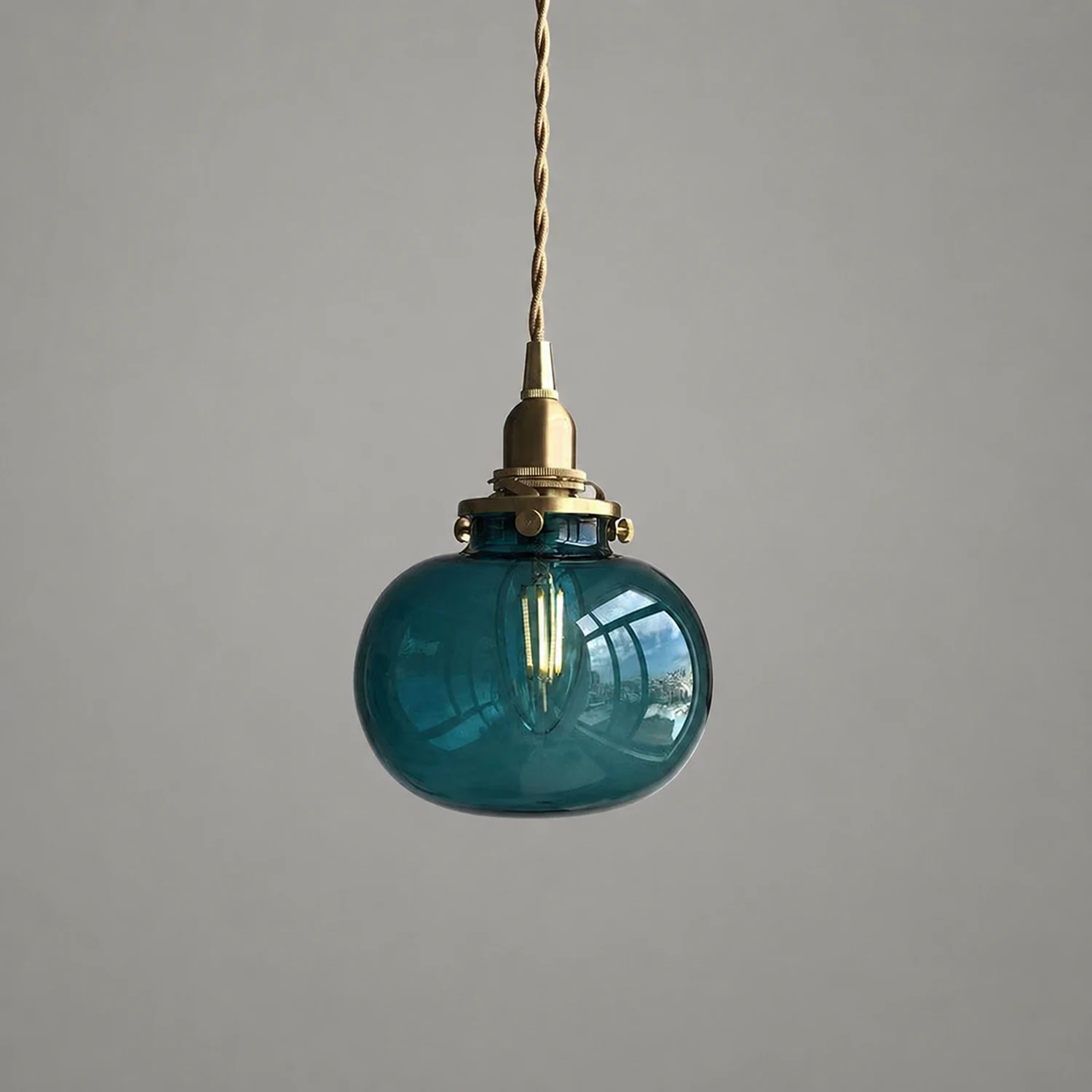 Valentina Pendant Light Globe Vintage, Glass, Clear/Green/Blue, Indoor - Lumpaz