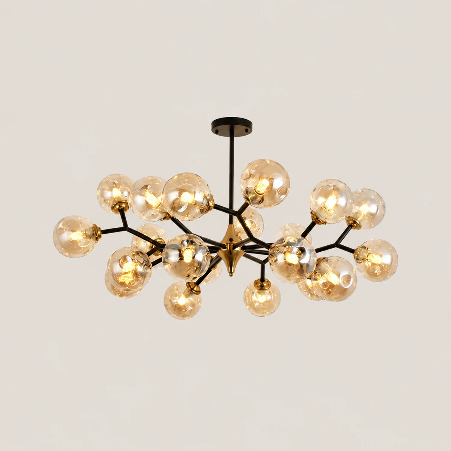Valentina Art Deco Glass Bubble Chandelier, Amber - Lumpaz