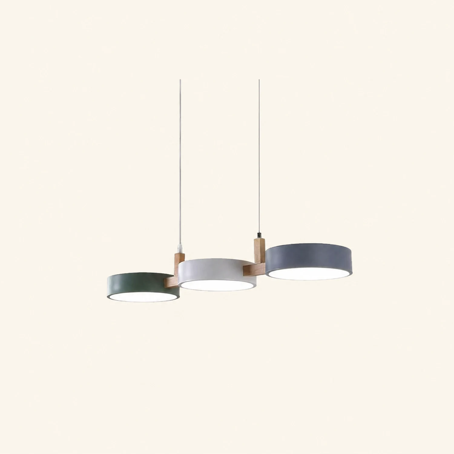 Morandi Modern Pendant Light White Green Gray Metal  Wood Living Room - Lumpaz