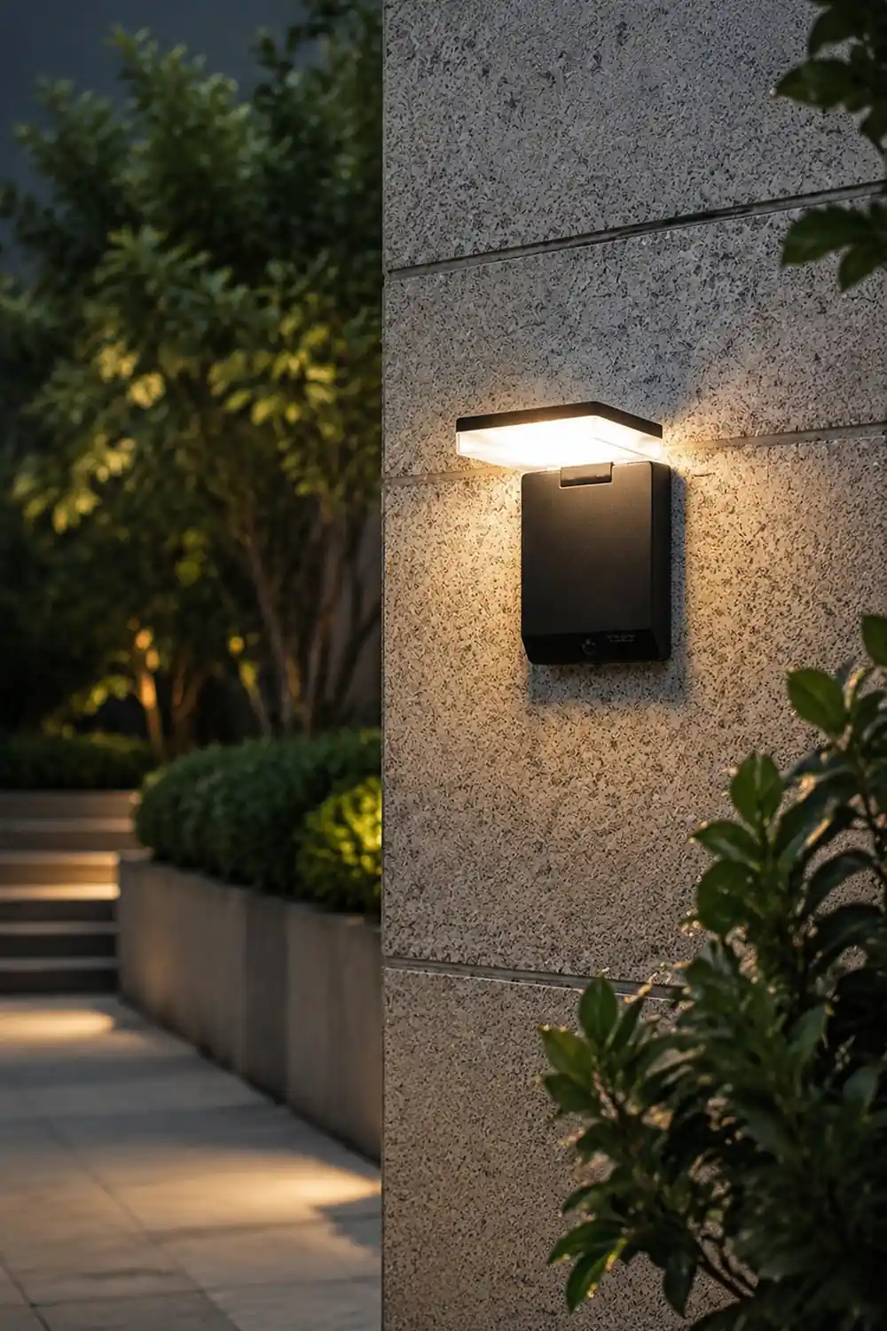 Orr Modern Minimalist Right-Angle Acrylic Sensor Solar Waterproof Outdoor Wall Lamp, Black - Lumpaz