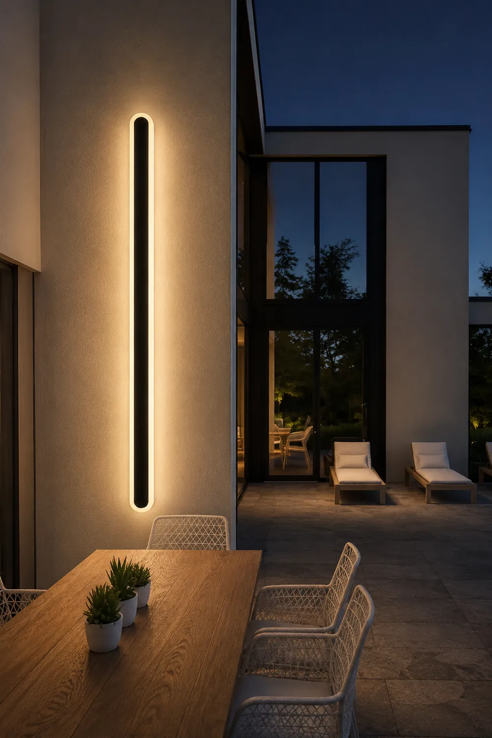 Edge Minimalist Metal Linear Oval Outdoor Wall Lamp, Black - Lumpaz