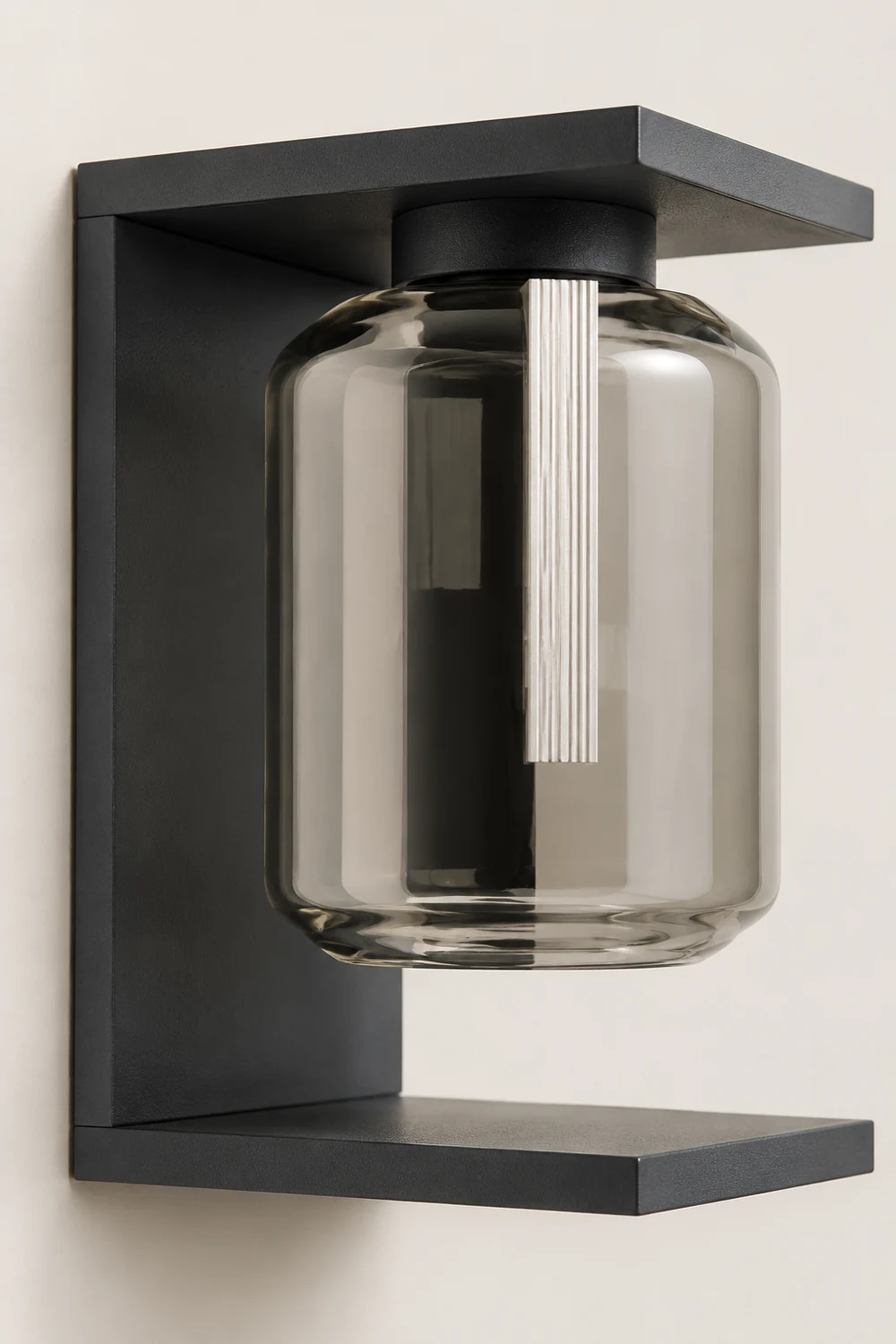 Orr Modern Lantern Glass Outdoor Wall Lamp, Black/Gray - Lumpaz