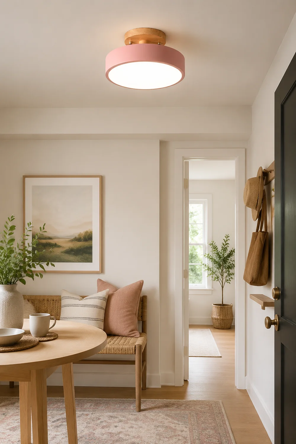 Quinn Round LED Flush Mount Ceiling Light Modern Wood/Acrylic - Lumpaz