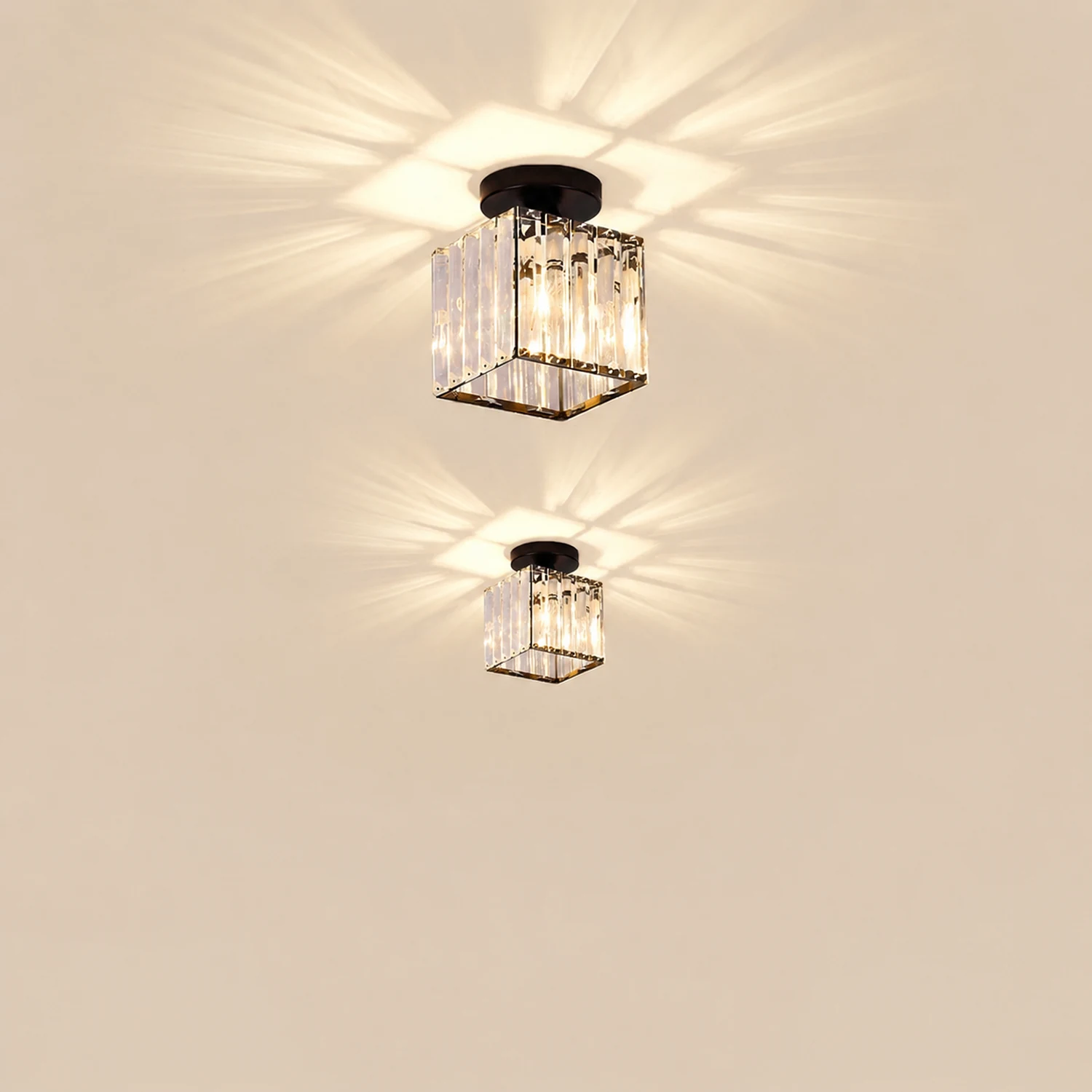 Herbert Modern Metal/Crystal Flush Mount Ceiling Light, 3 Colors - Lumpaz