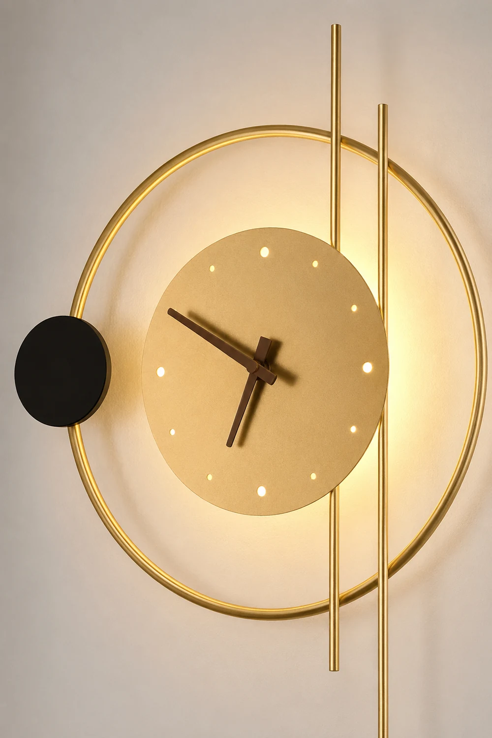 Nielsen Wall Lamp Clock, Black & Gold,  Iron & Acrylic - Lumpaz