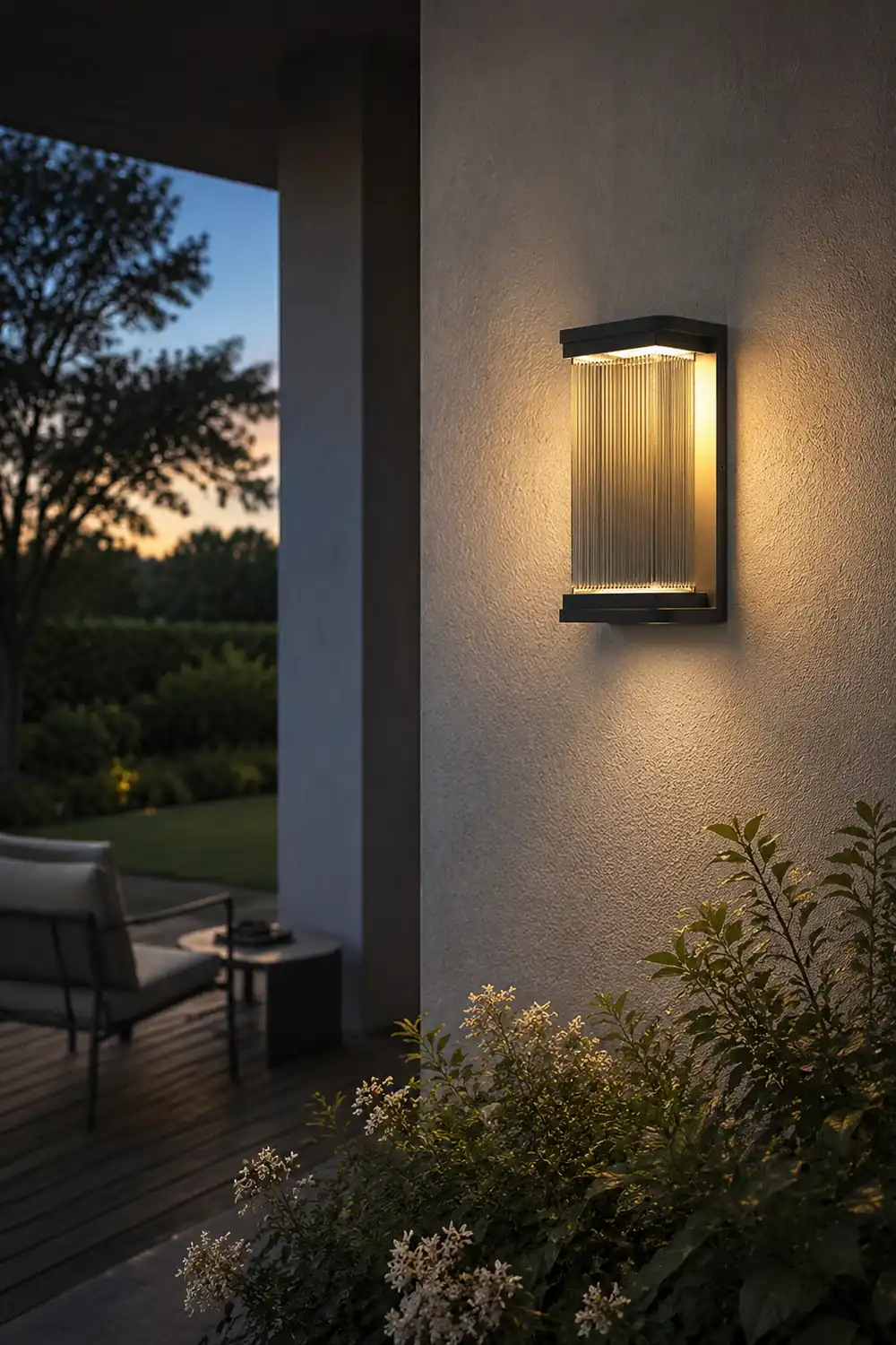 Orr Minimalist Rectangular Glass Outdoor Wall Lamp, Black - Lumpaz