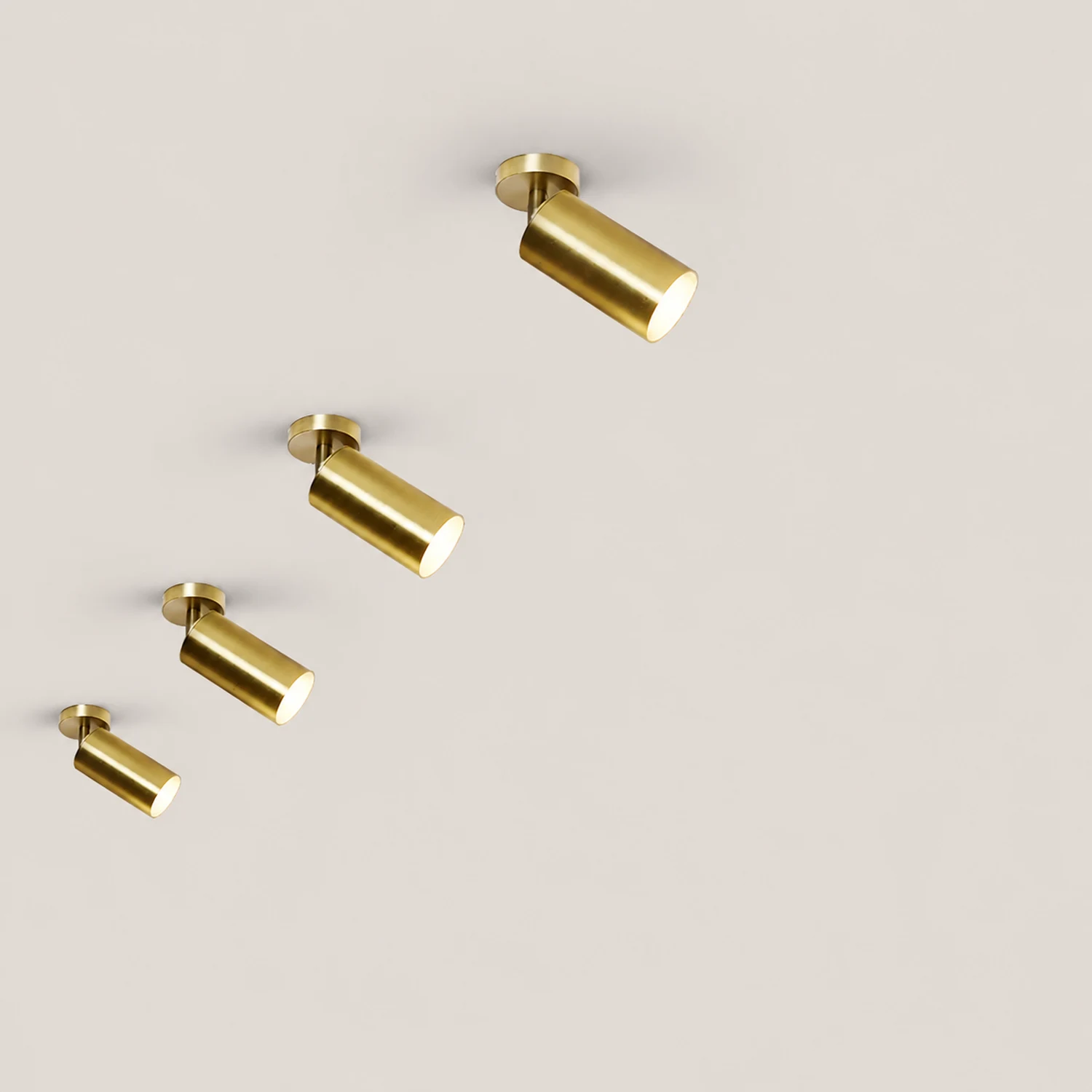 Freja Moderno Gold Cylinder Spotlight Background Flush Mount Ceiling Light, Metal - Lumpaz