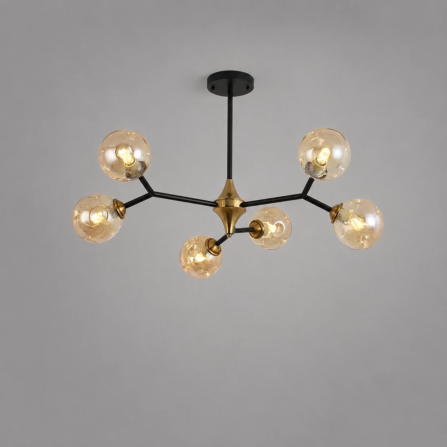 Valentina Art Deco Glass Bubble Chandelier, Amber - Lumpaz