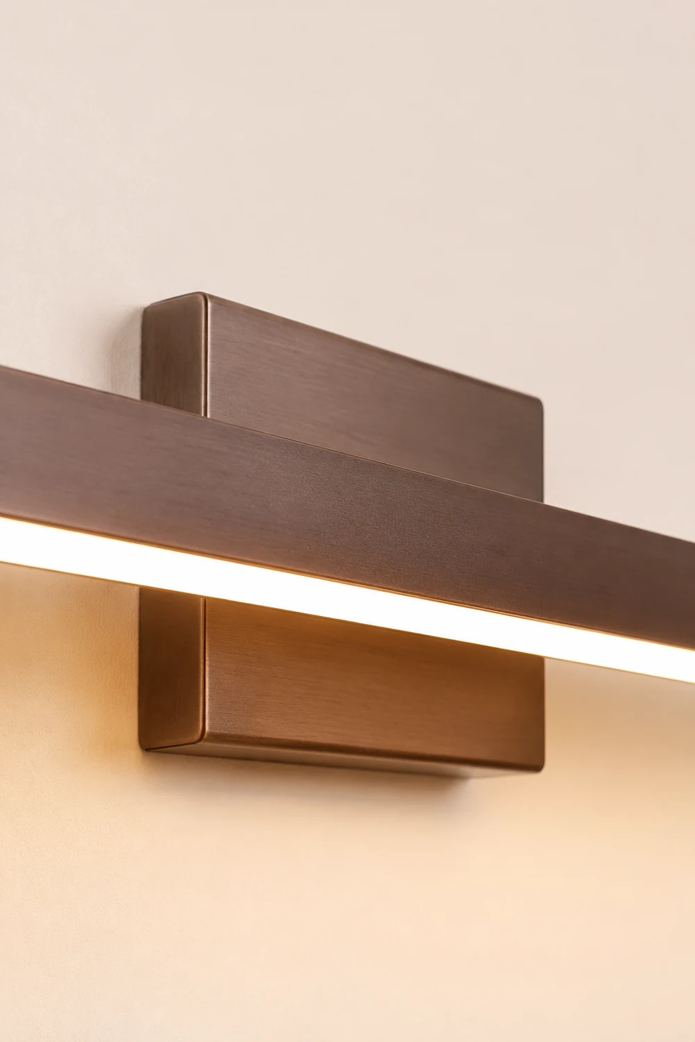 Leigh Modern Linear Metal Wall Lamp Mirror Front, Coffee - Lumpaz
