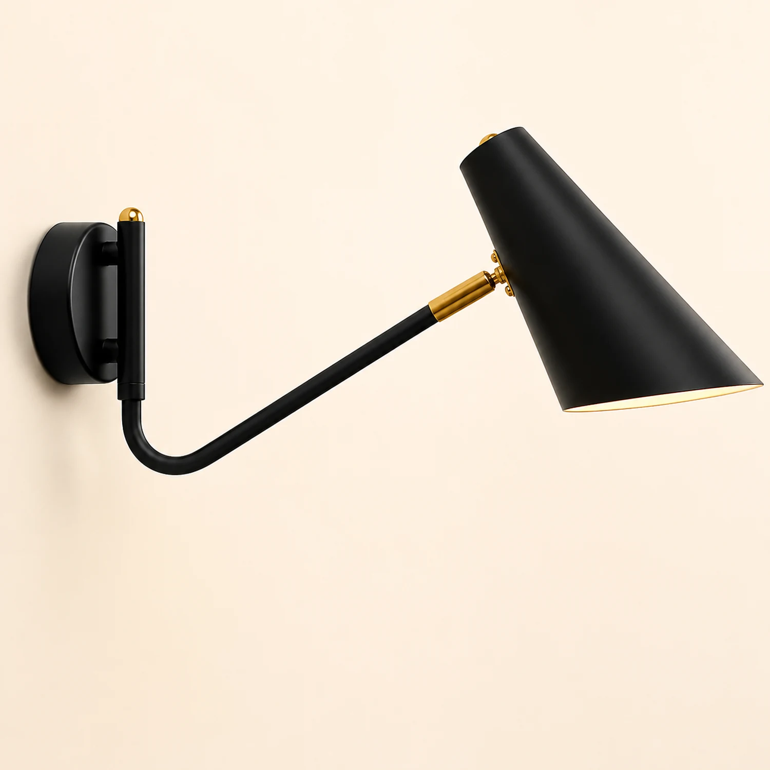 Brady Rotatable Wall Lamp, Black & White & Gold, Bedroom - Lumpaz