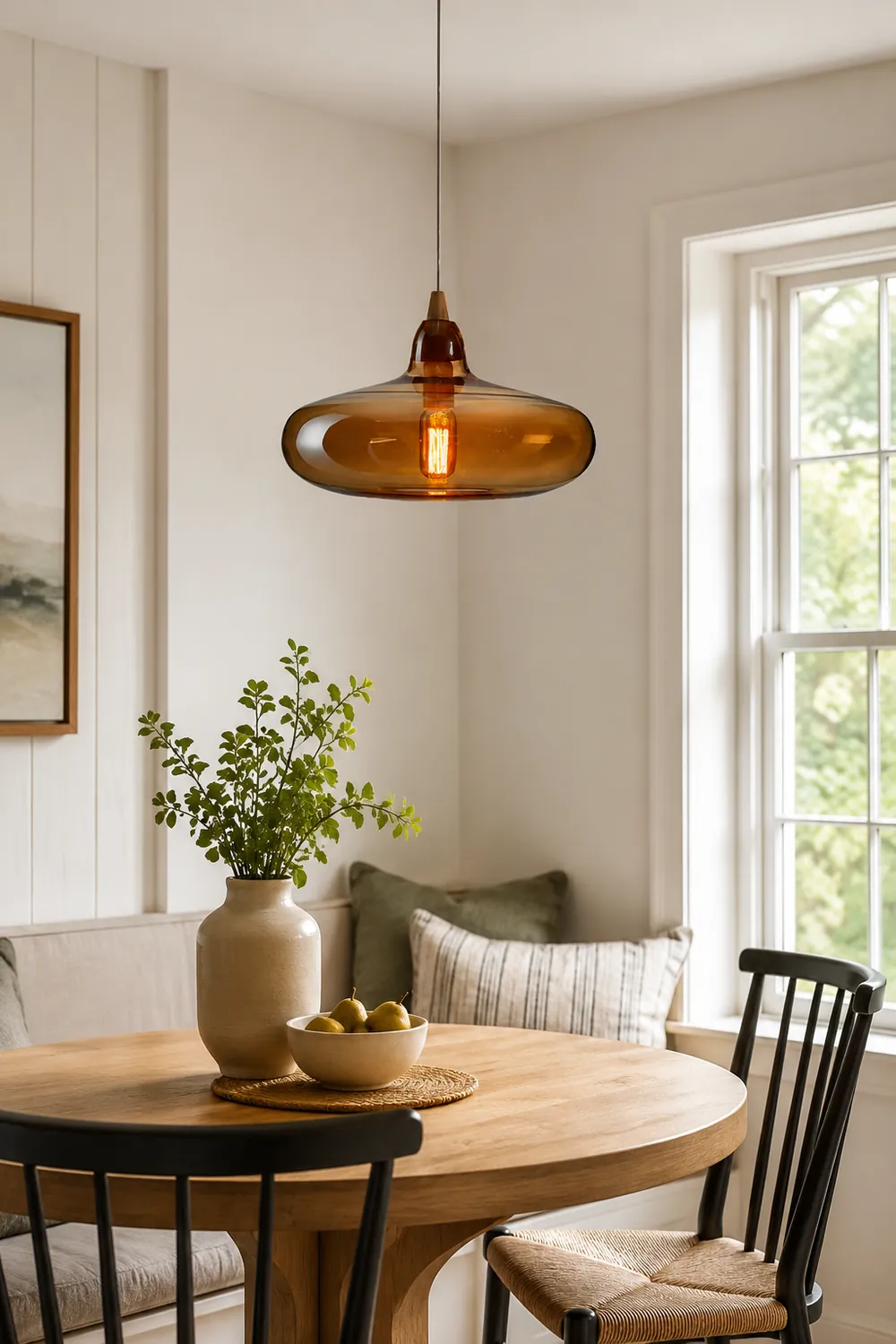 Hailie Modern Art Amber Pendant Light Glass Metal Bedroom - Lumpaz