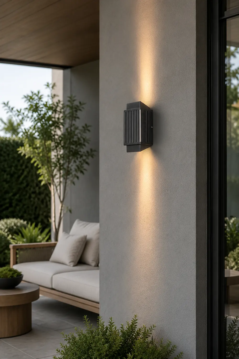 Orr Modern Round/Rectangular Metal/Acrylic Outdoor Wall Lamp, Black - Lumpaz