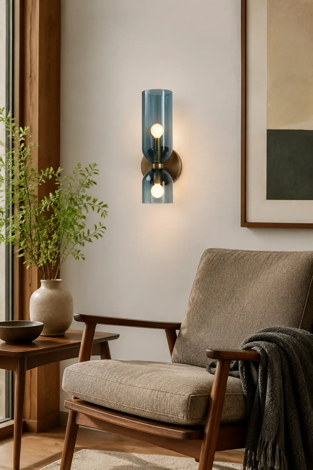 Hailie Modern Bedroom Glass Wall Lamp Sconce, Blue/Gray/White - Lumpaz