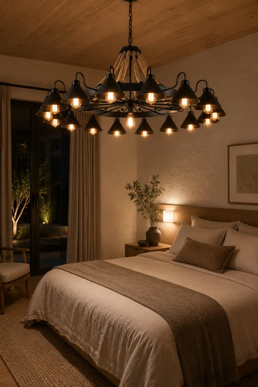 Alessio Vintage Industrial Rope Chandelier Metal Living Room - Lumpaz