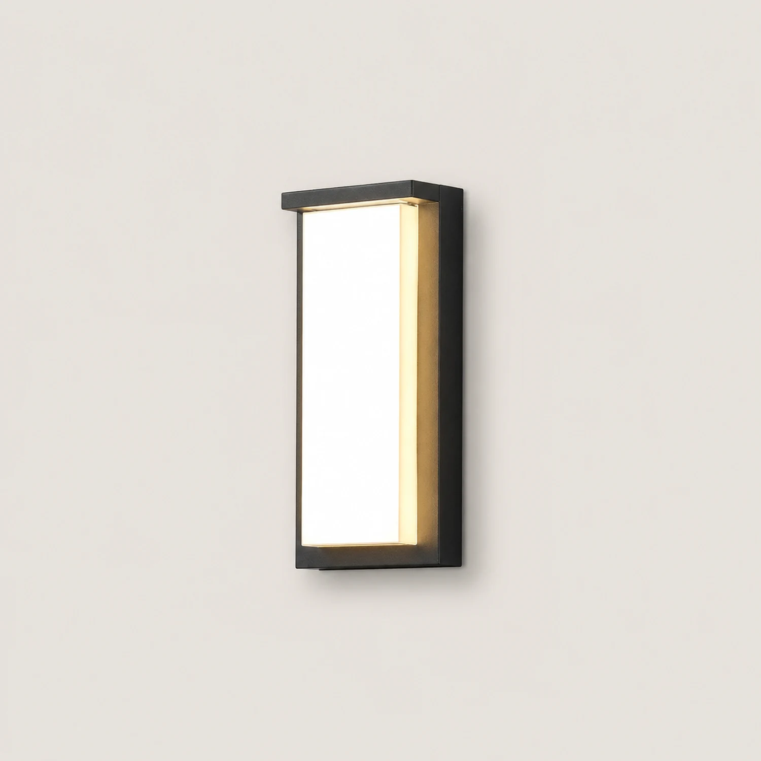Orr Modern Minimalist Rectangular Metal Outdoor Wall Lamp, Black - Lumpaz