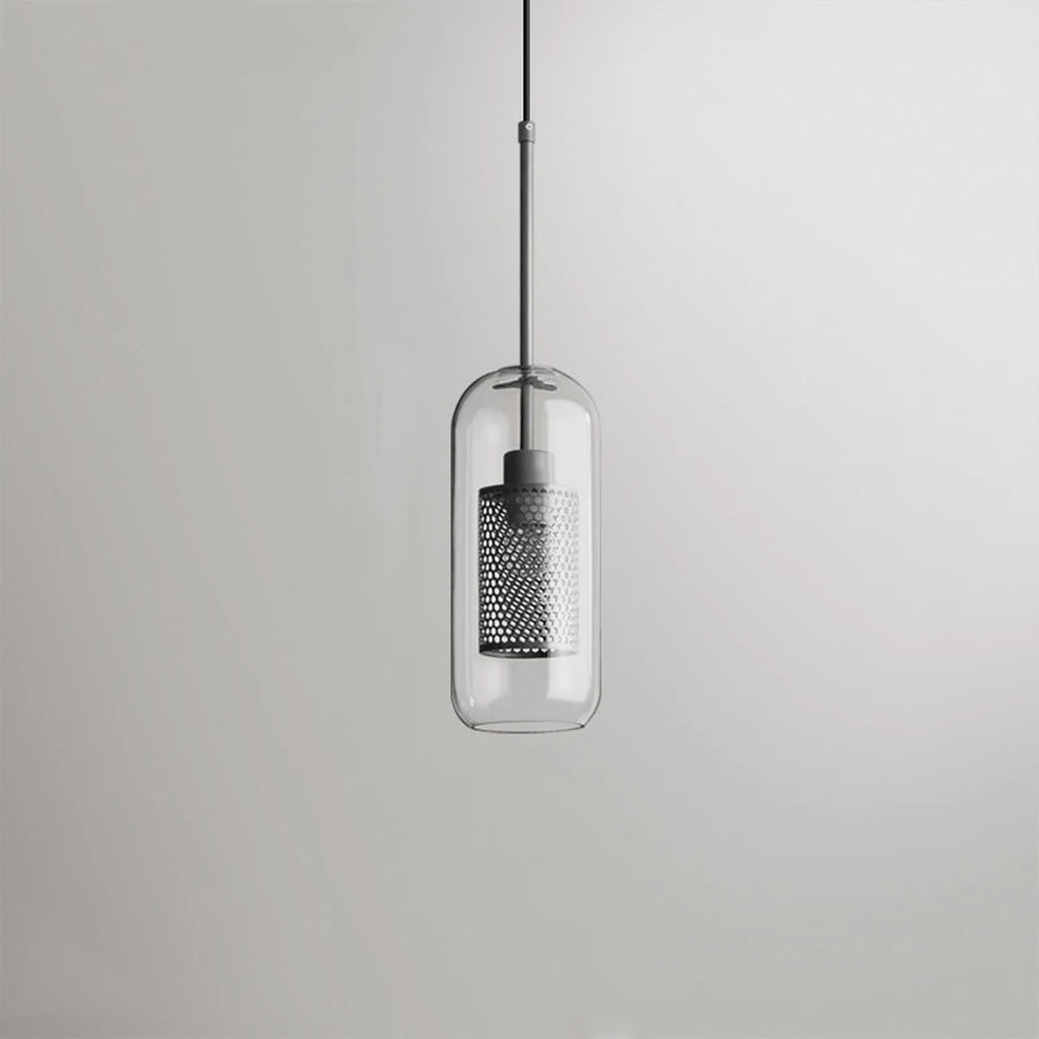 Oneal Contemporary Golden Pendant Light, Metal/Glass, Globe/Cylindric - Lumpaz