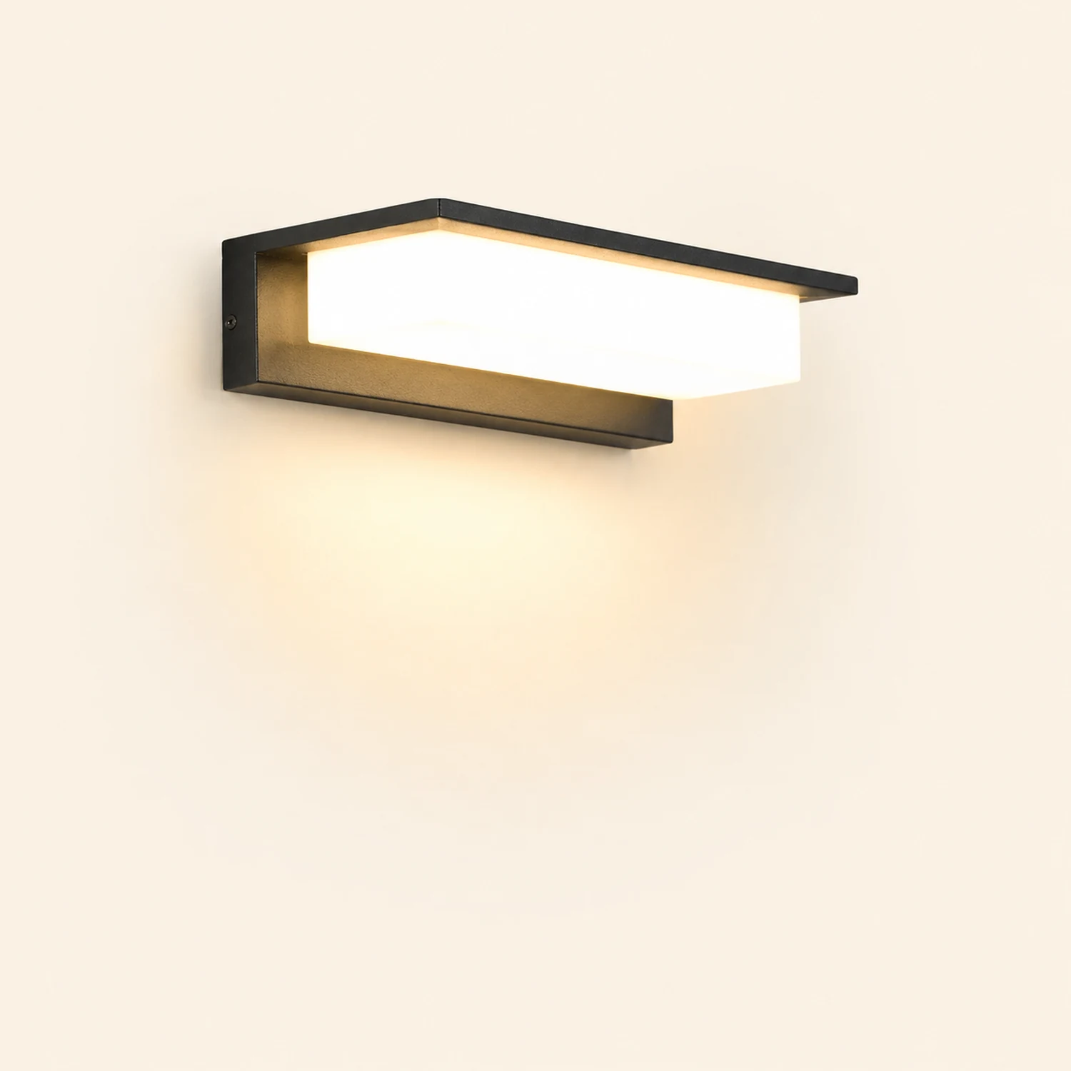Orr Modern Rectangular Metal/Acrylic Outdoor Solar Wall Lamp, Black - Lumpaz