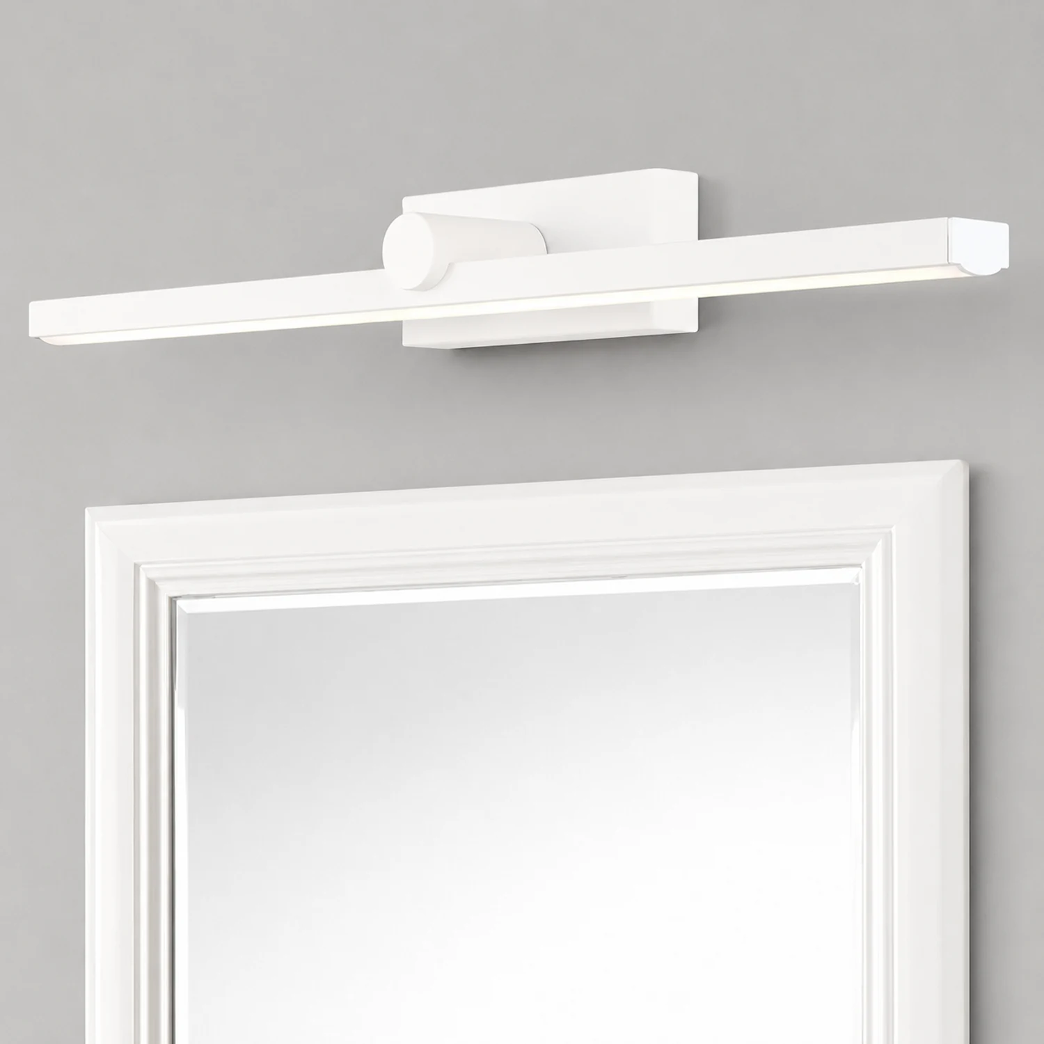 Leigh Nordic LinearMetal Mirror Front Vanity Wall Lamp, White - Lumpaz