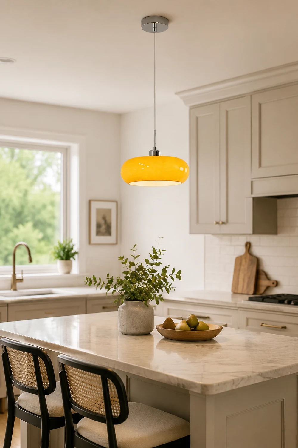 Hailie Bread Shape Glass Pendant Light Retro Orange/White - Lumpaz