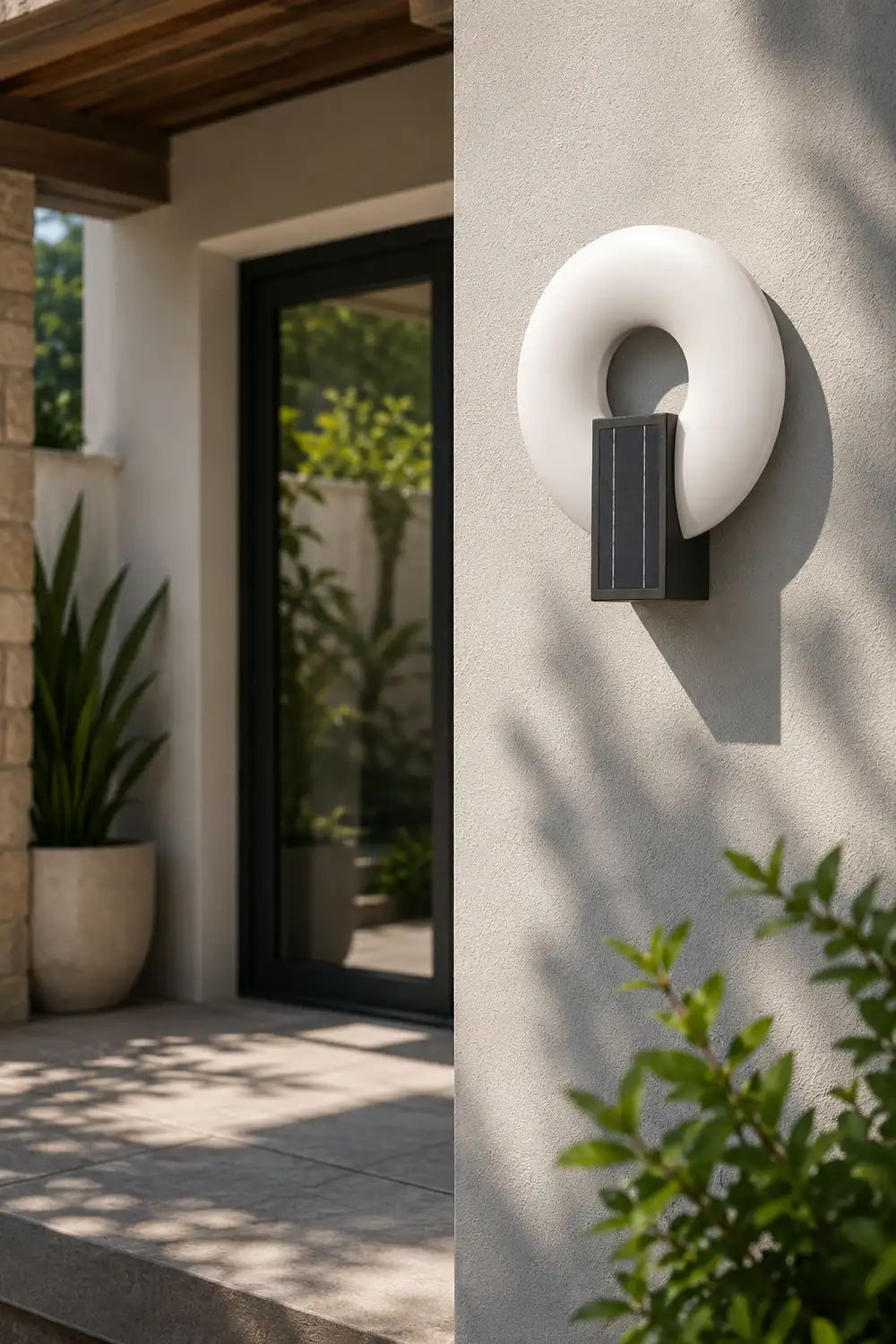 Isaac Modern Metal/Acrylic Solar Waterproof Outdoor Wall Lamp, Black/White - Lumpaz