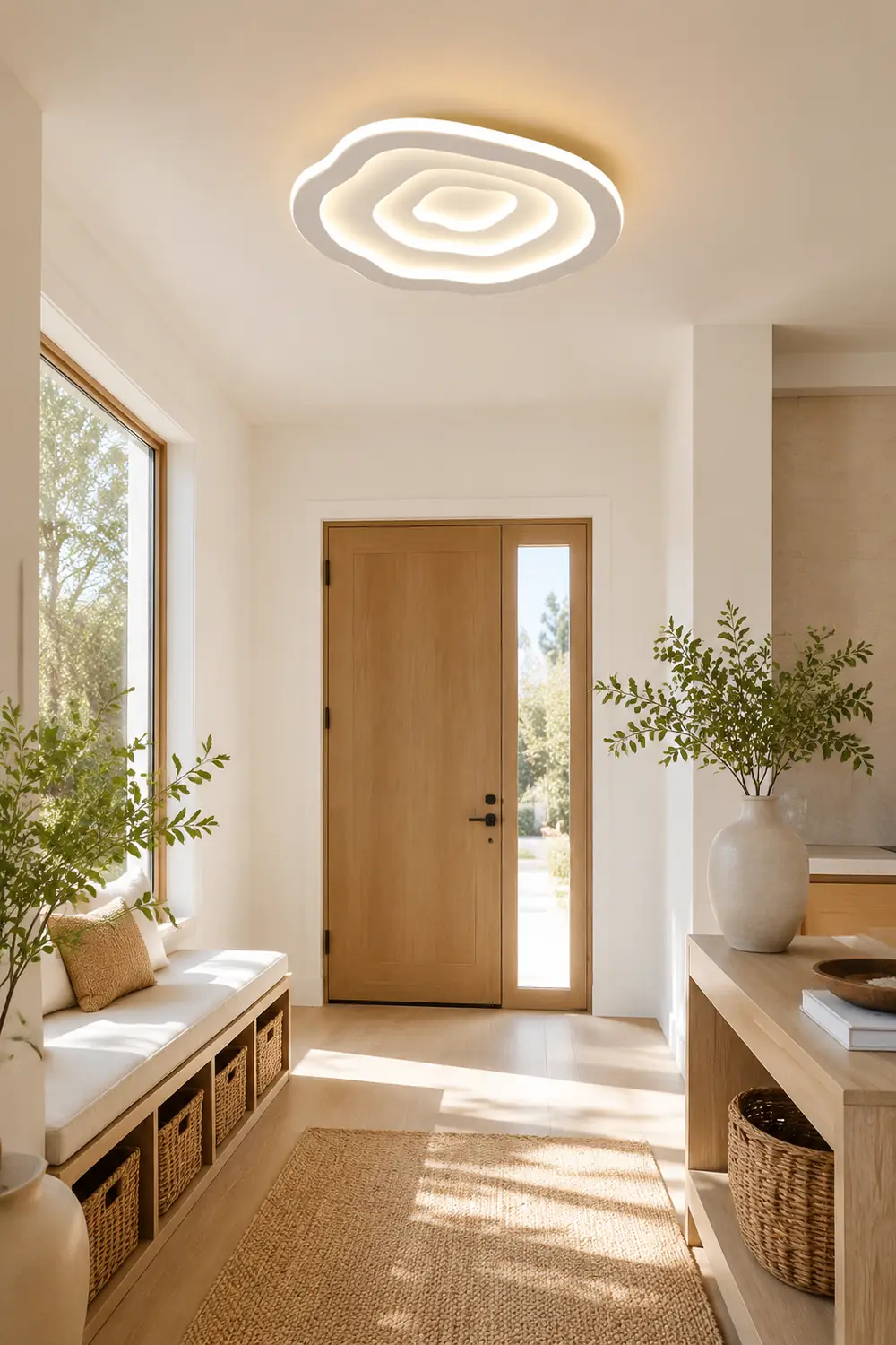 Quinn Ripple Designer Simple Flush Mount Ceiling Light, White - Lumpaz