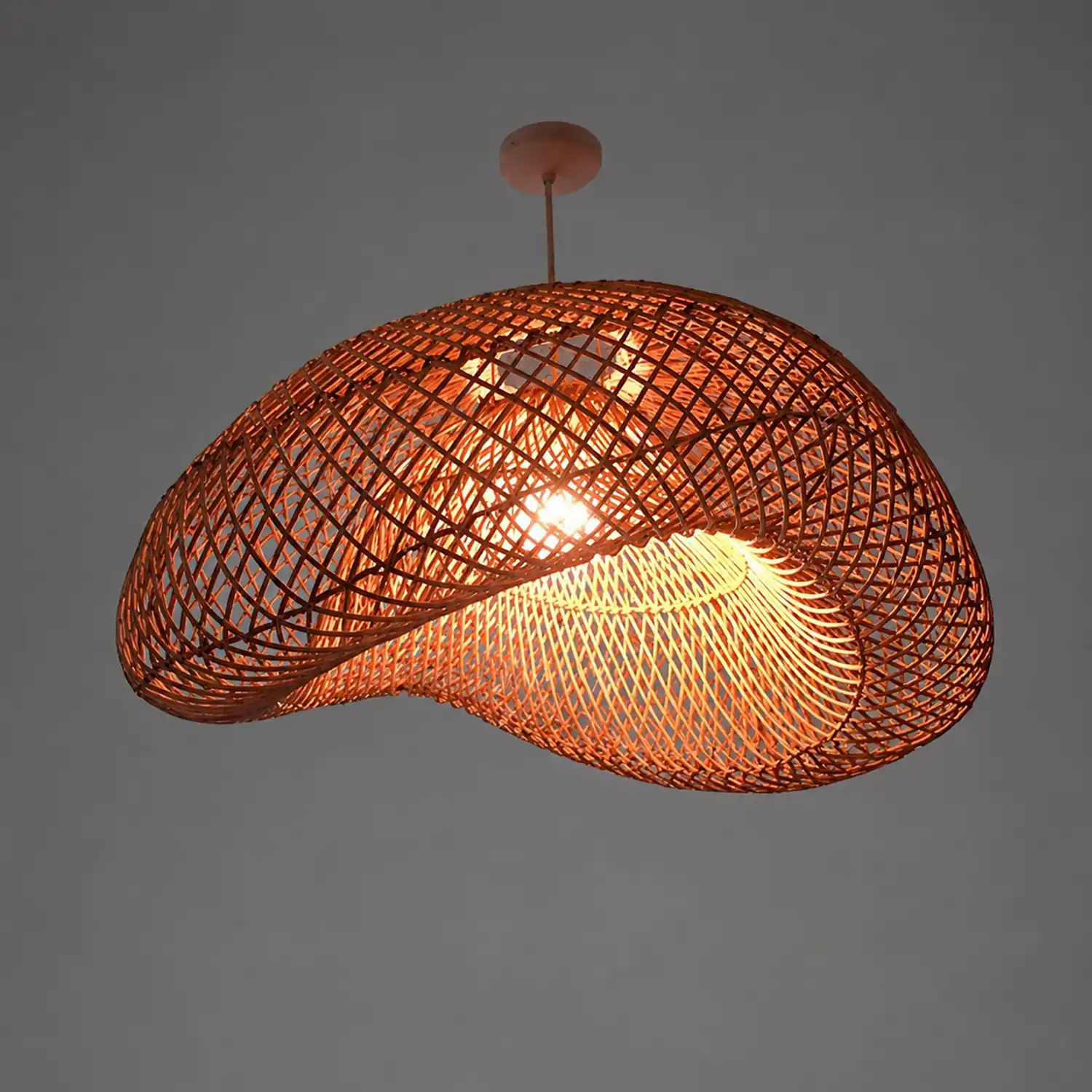 Muto Rustic Boho Rattan Pendant Light, Living Room - Lumpaz
