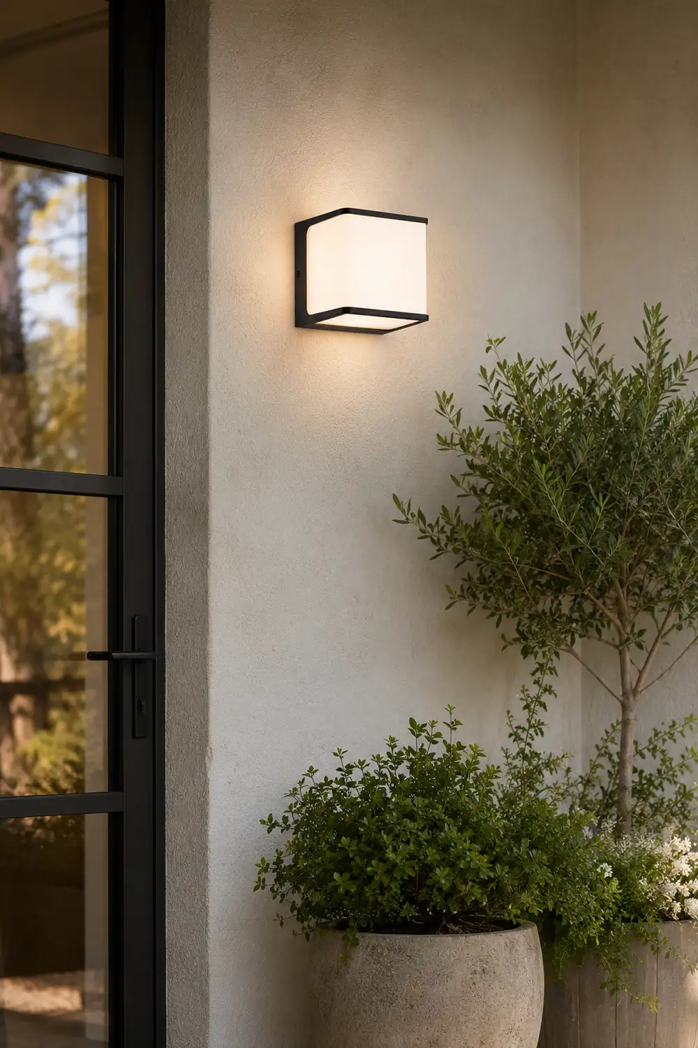 Orr Modern Minimalist Rectangular Acrylic Sensor Solar Outdoor Wall Lamp, Black/White - Lumpaz