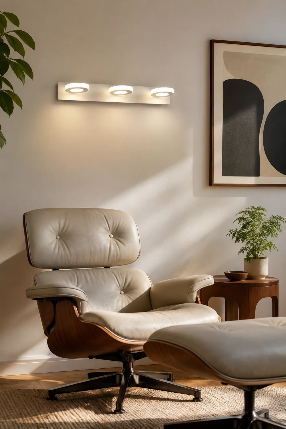 Leigh Minimalist Round Metal Wall Lamp, White, Bathroom - Lumpaz