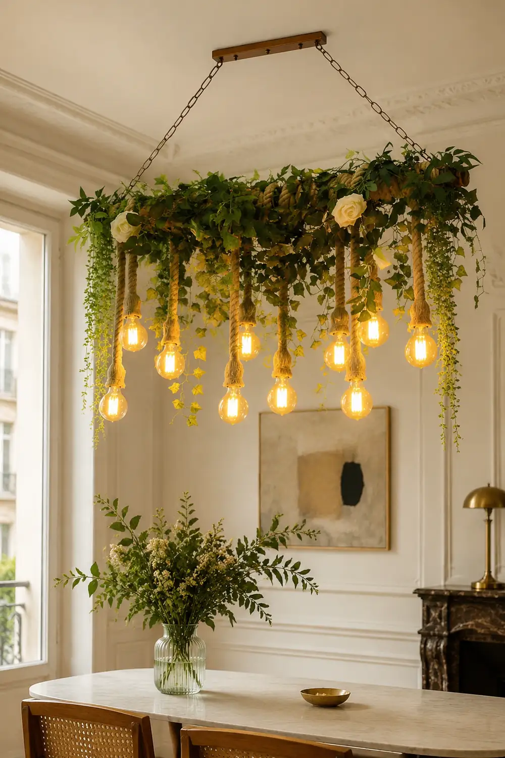 Nest Natural Decorative Metal/Glass Pendant Light, Green - Lumpaz