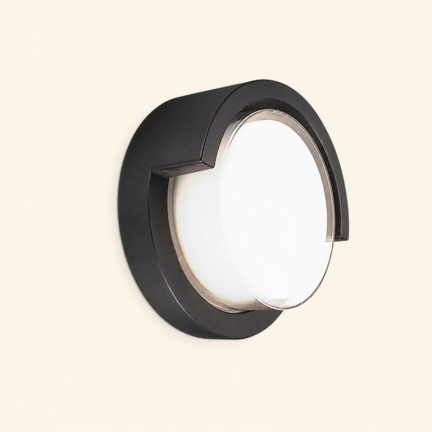 Orr Modern Round/Rectangular Metal/Acrylic Outdoor Wall Lamp, Black - Lumpaz