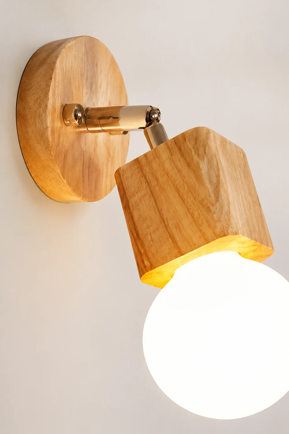 Ozawa Modern Square Globe Metal/Wood Wall Lamp, Vanity Light - Lumpaz