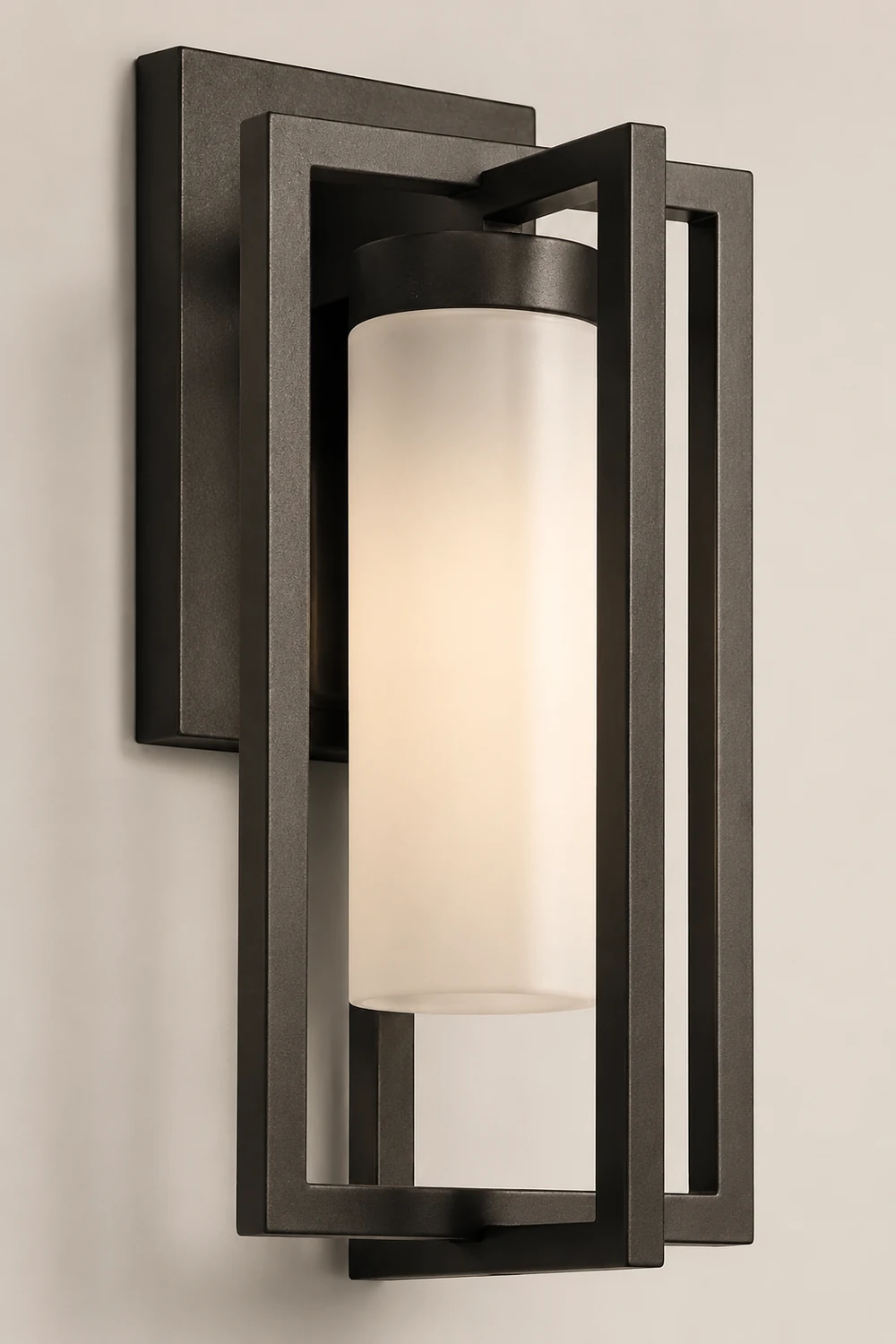 Orr Designer Rectangular Metal Outdoor Wall Lamp, Black - Lumpaz