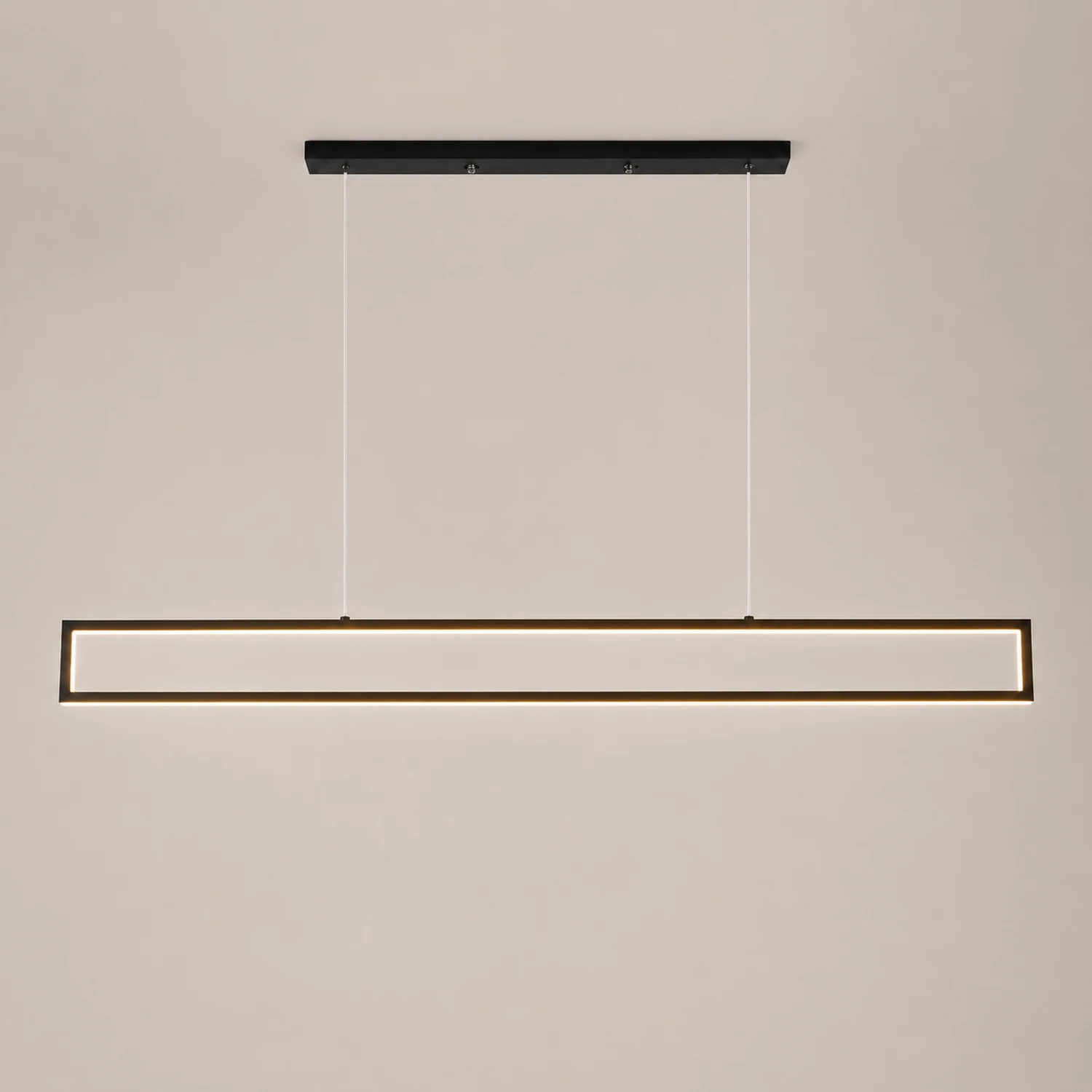 Edge Modern Metal Vertical Rectangular Pendant Light, Black - Lumpaz