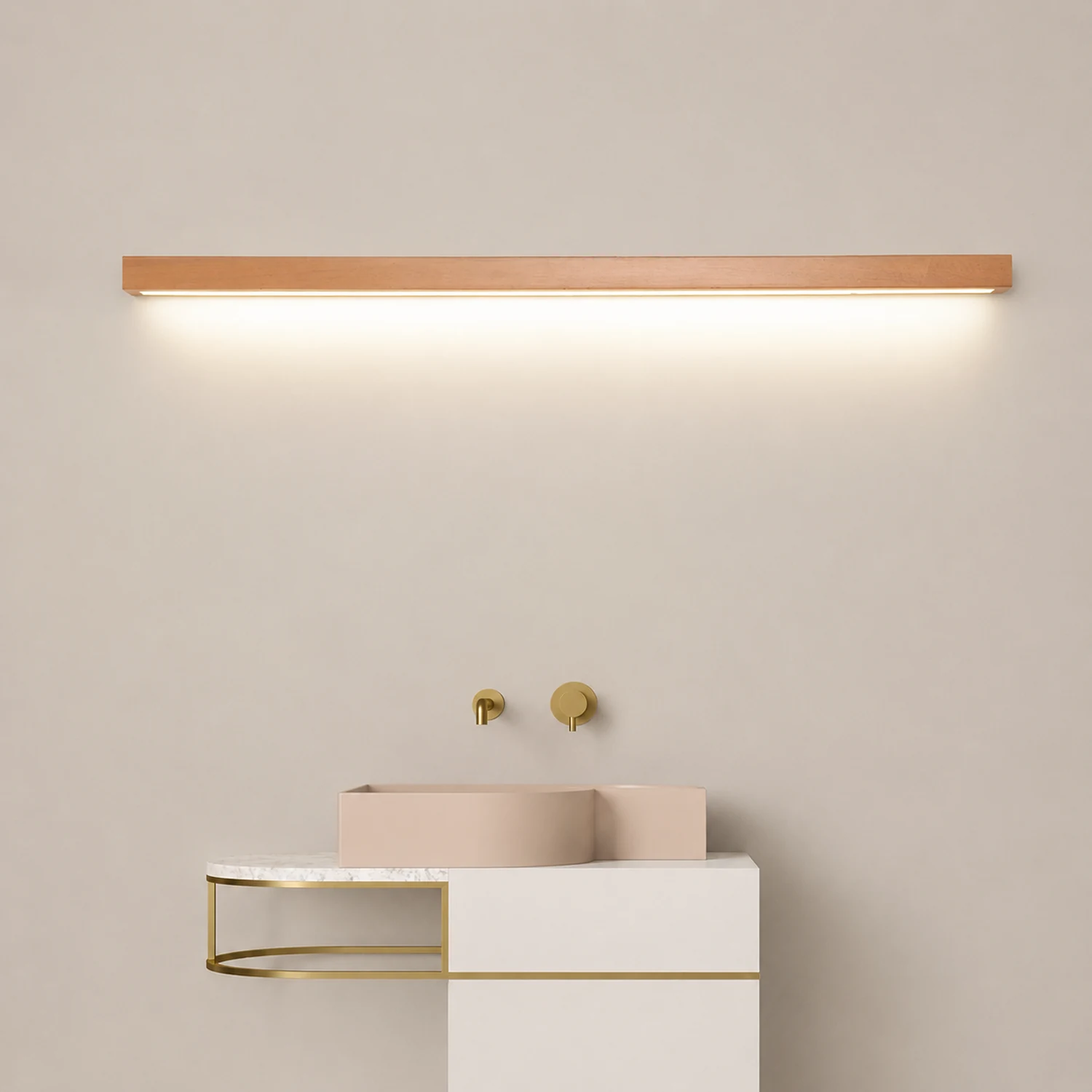 Ozawa Linear Mirror Wooden Front Vanity Wall Lamp Bedroom Bathroom - Lumpaz