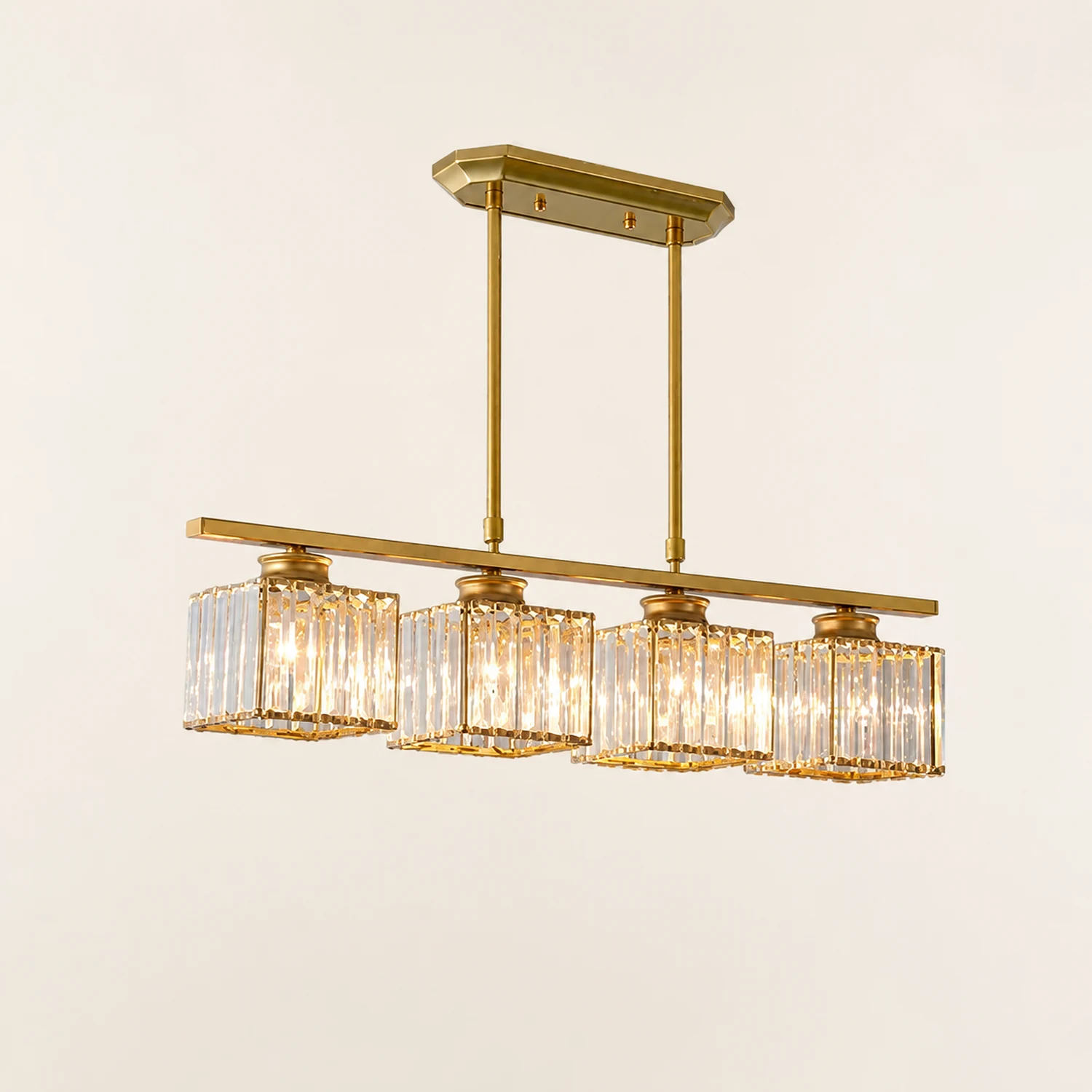 Kristy Crystal Square Pendant Light, Black & Gold, 3/4 Heads - Lumpaz