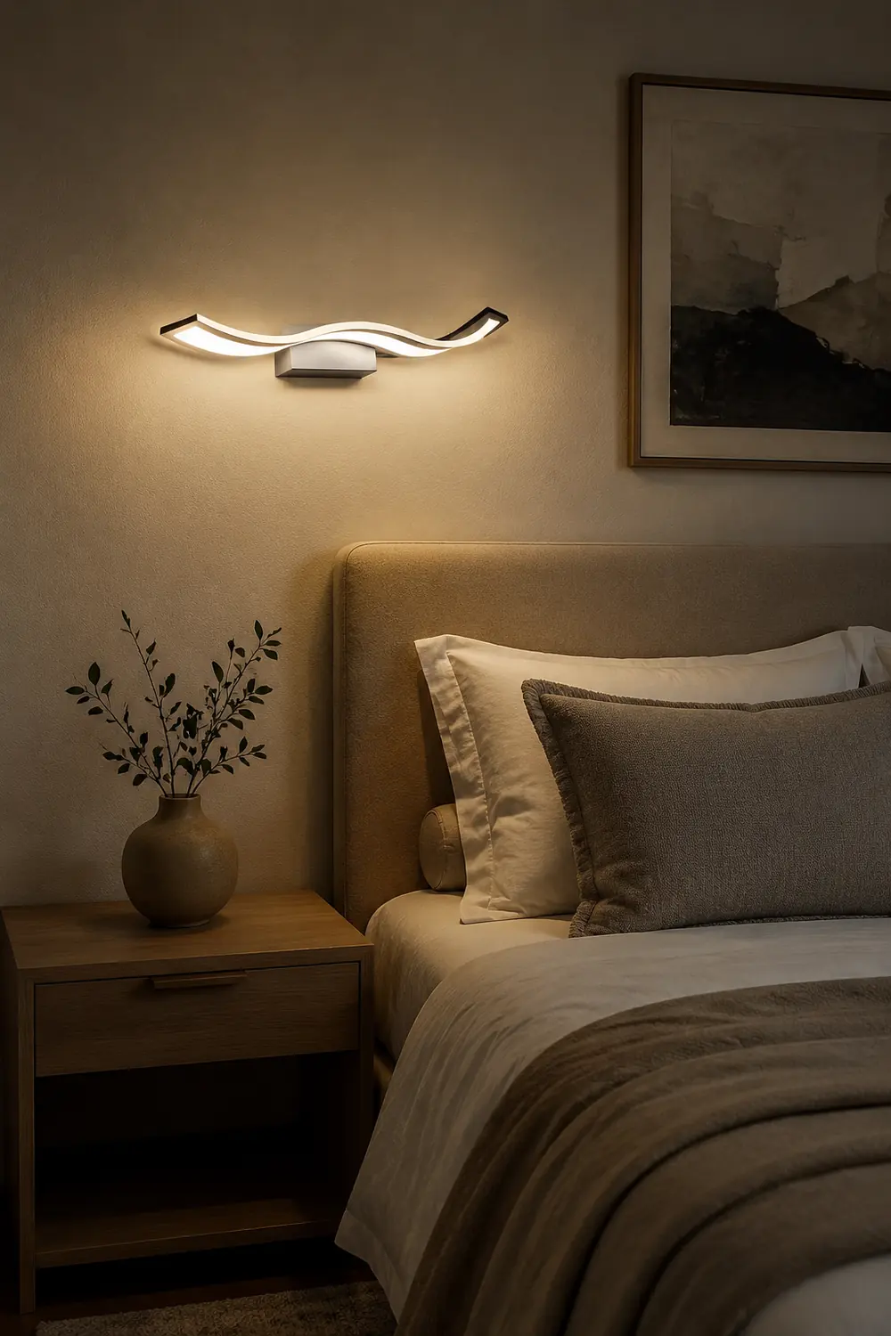 Leigh Modern Art Wave Shape LED Indoor Wall Lamp, Black/White - Lumpaz