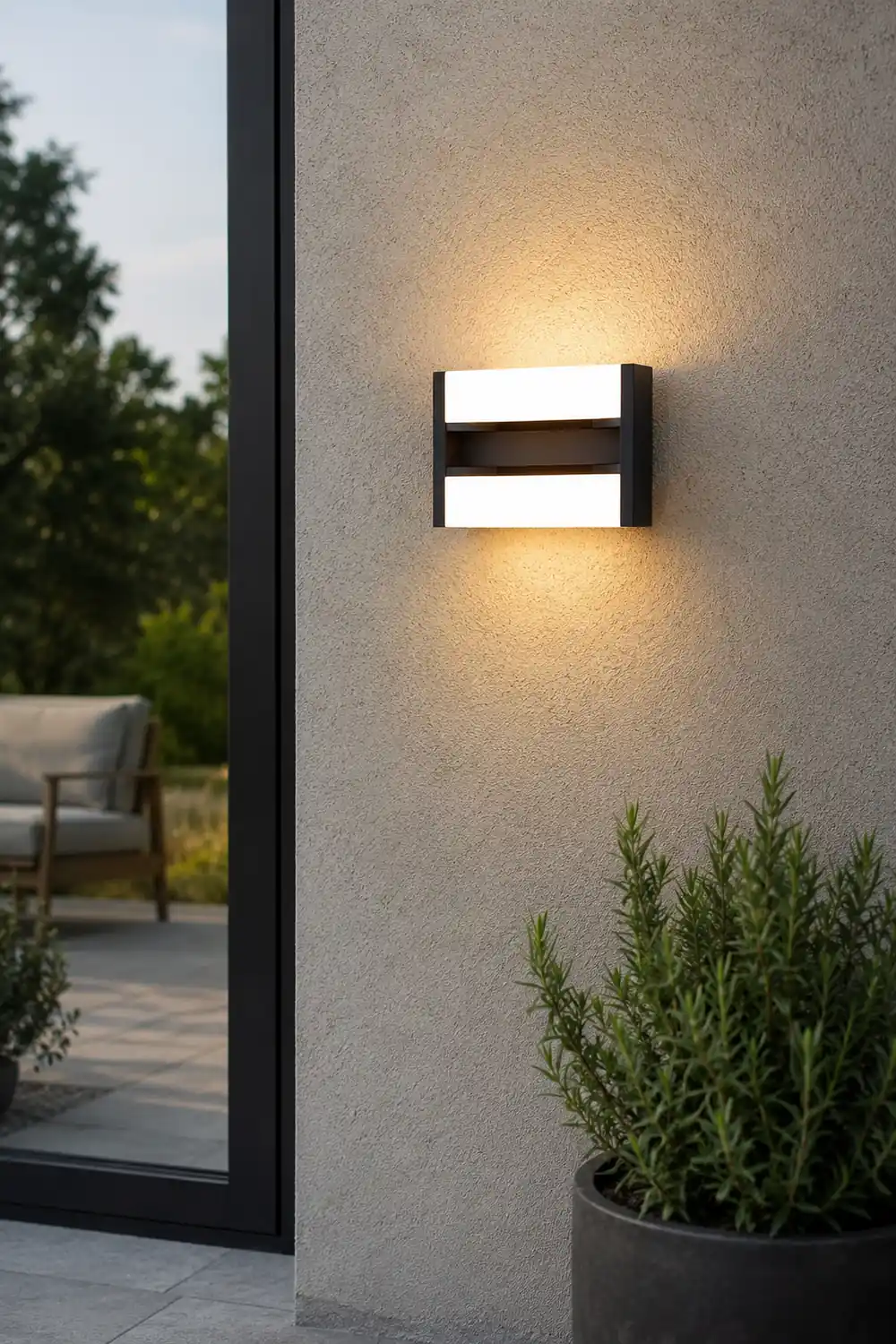 Orr Mondern Rectangular Rotatable Metal Outdoor Wall Lamp, Black - Lumpaz