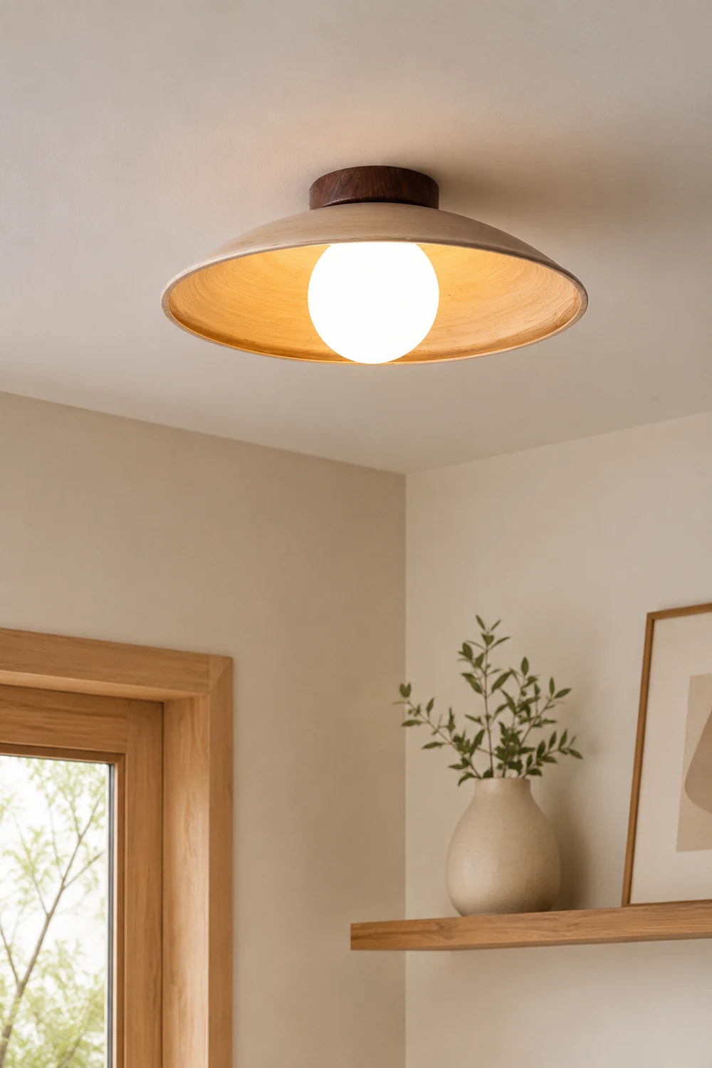 Ozawa Vintage Flush Mount Ceiling Light Wood/Metal/Glass Bar/ Hotels - Lumpaz