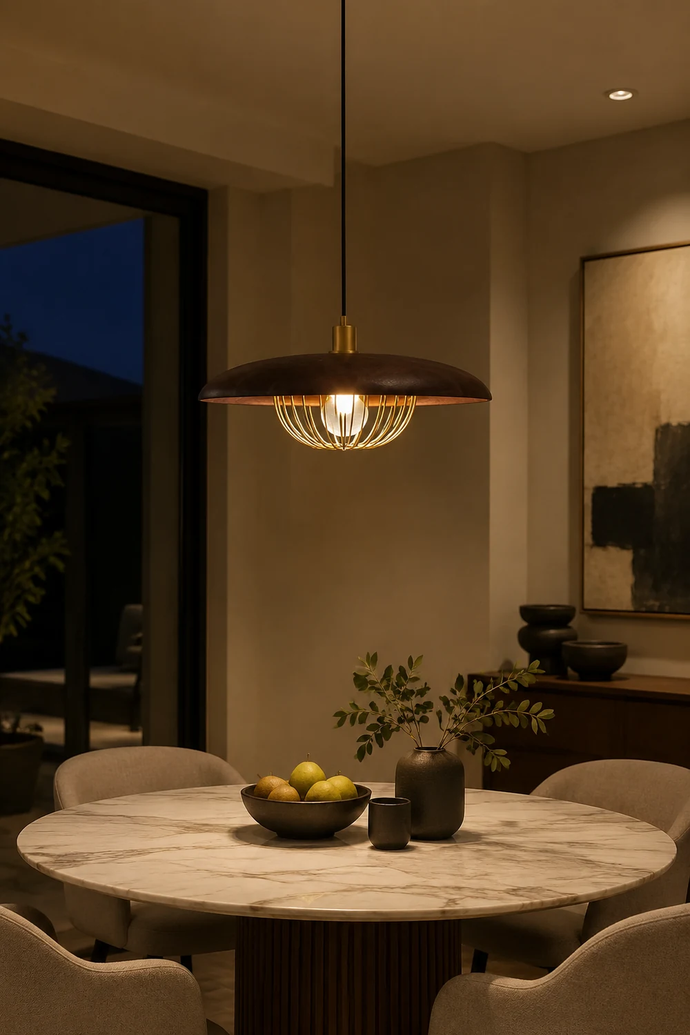 Cairns Modern Nordic Sutle Metal Pendant Light, Gold/Brown/Gray/Brown/Wood - Lumpaz