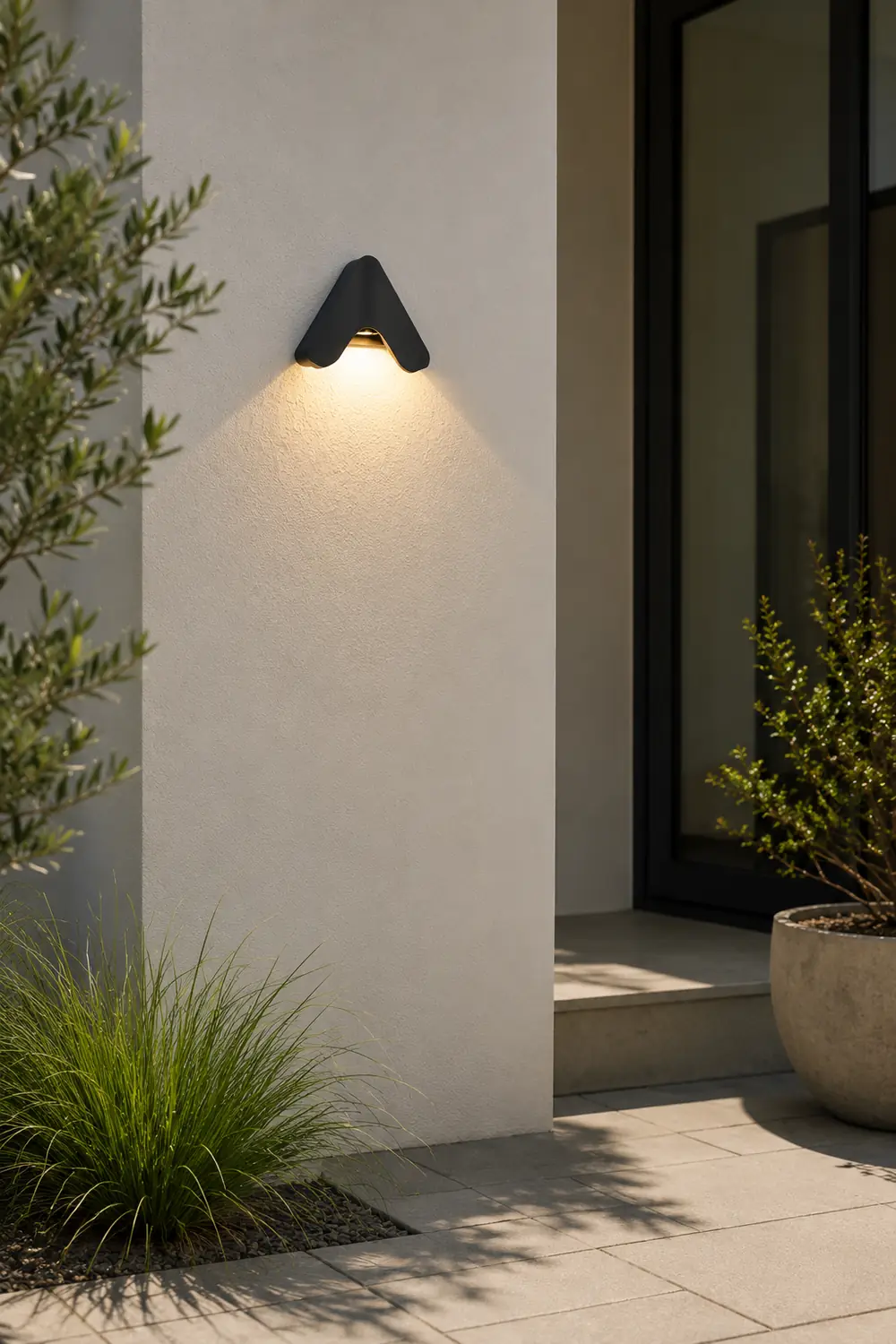 Orr Minimalist Triangle Metal Outdoor Wall Lamp, Balck/White - Lumpaz