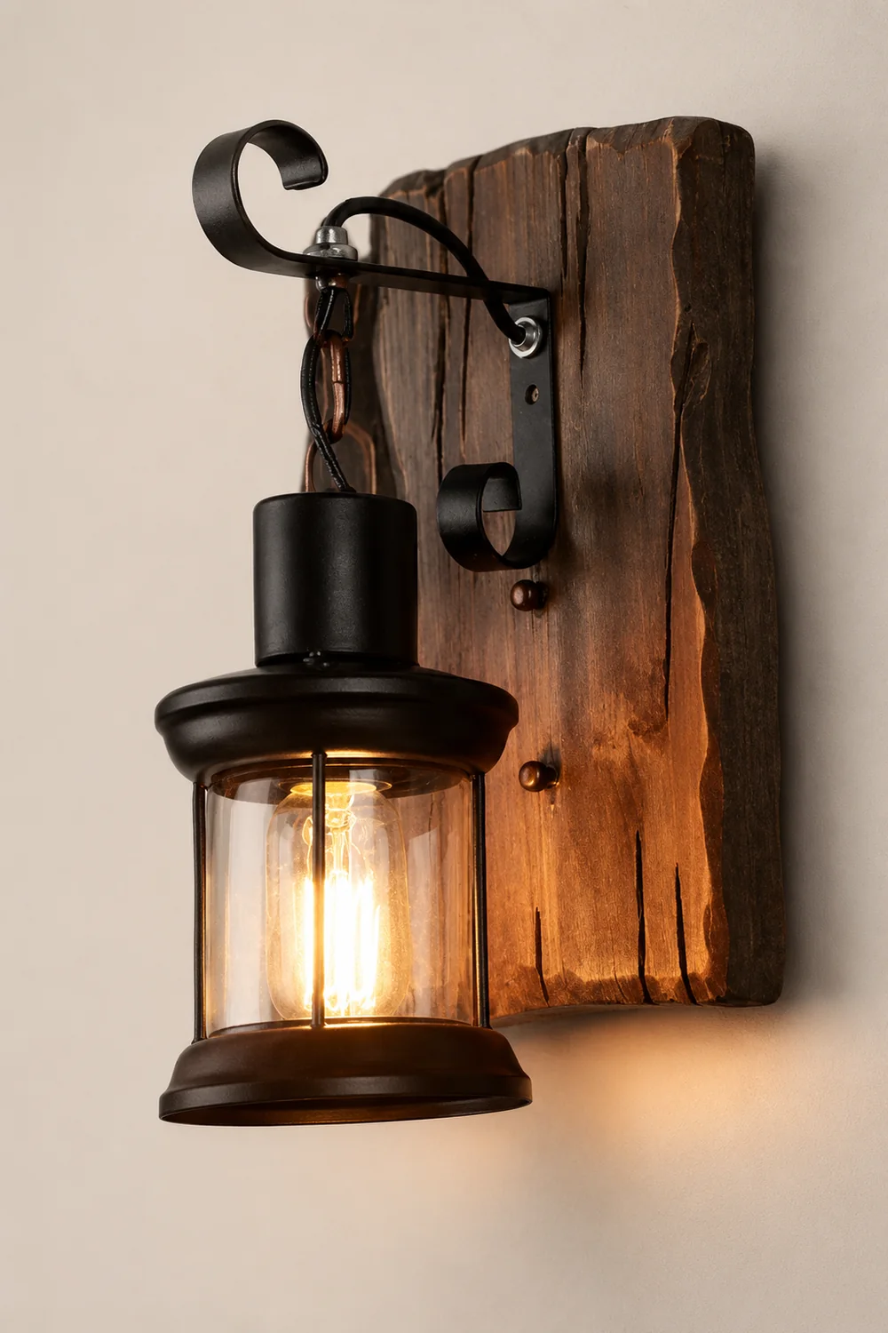 Alessio Vintage Lantern Metal Wall Lamp, Black/Bronze - Lumpaz