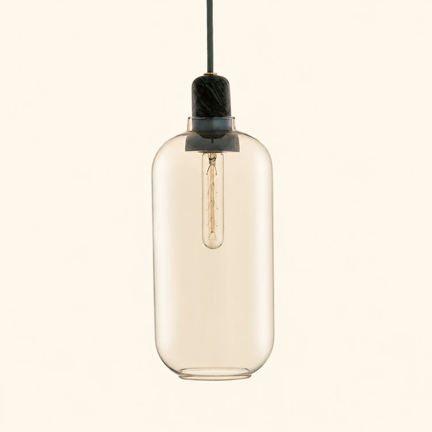Hailie Designer Cylinder Pendant Light, Marble & Glass, 4.3"/6.7" - Lumpaz