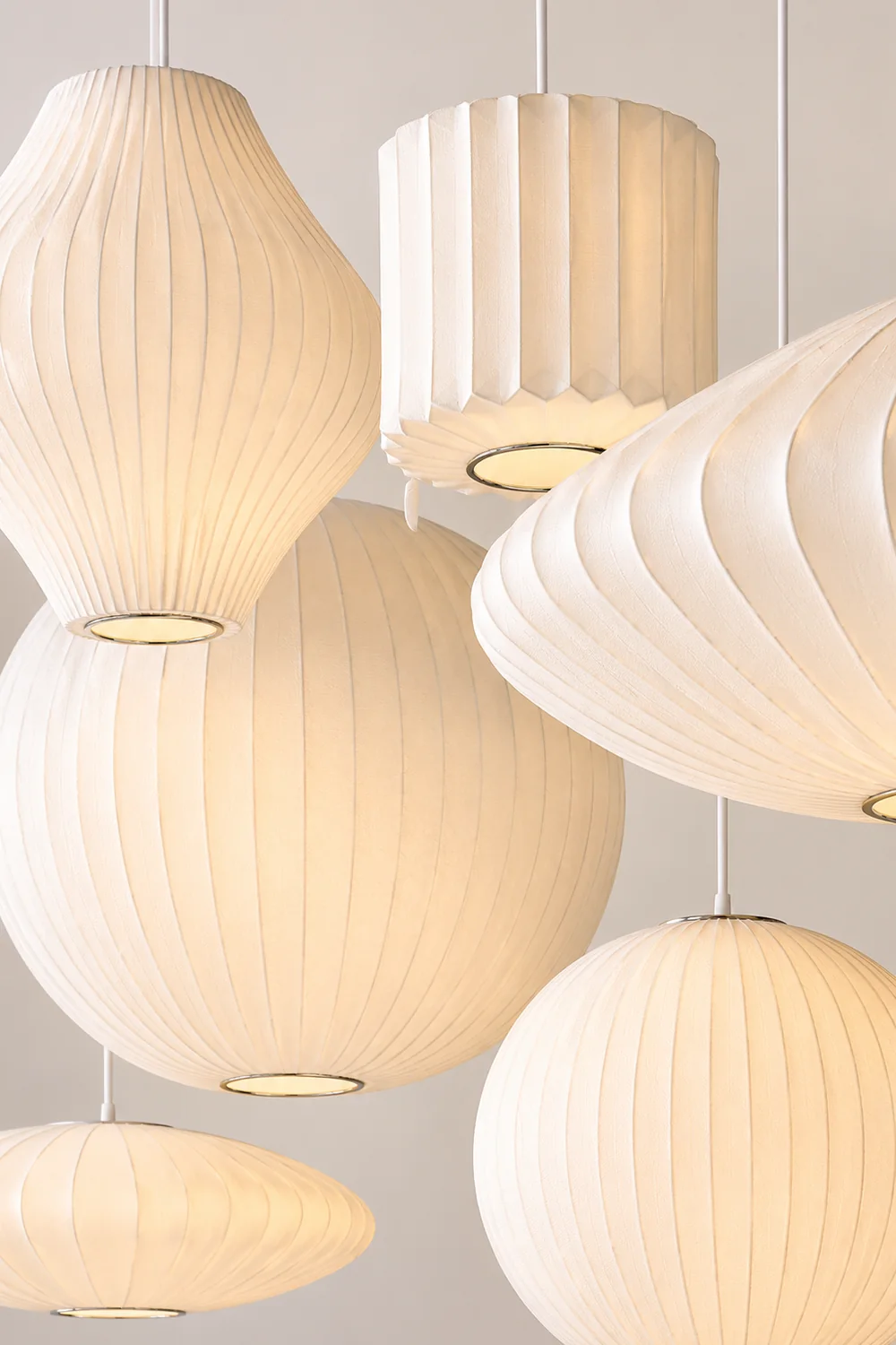 Renée White Single Pendant Light, Artificial Silk Shade, 6 Style - Lumpaz