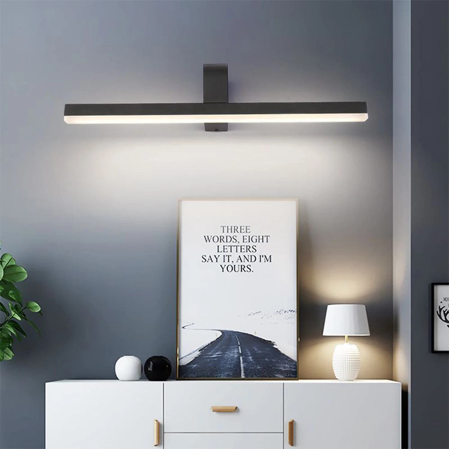 Edge Modern Linear Acrylic Mirror Front Wall Lamp, Black/White - Lumpaz