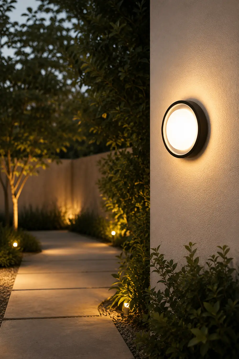 Orr Modern Circular Disc Shape Metal Outdoor Wall Lamp, Black - Lumpaz