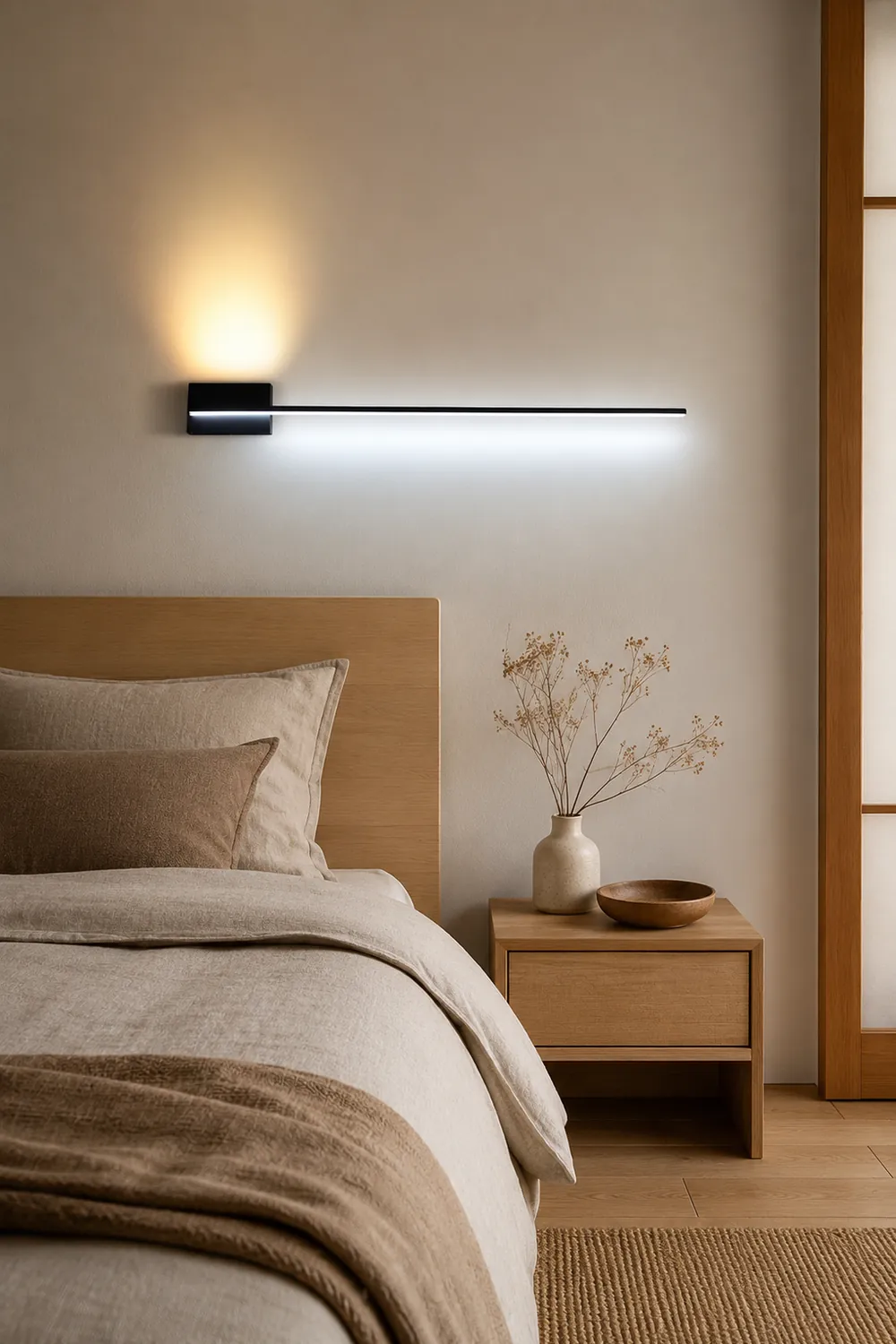 Edge Minimalist Linear Metal Vanity Wall Light Black Bathroom - Lumpaz