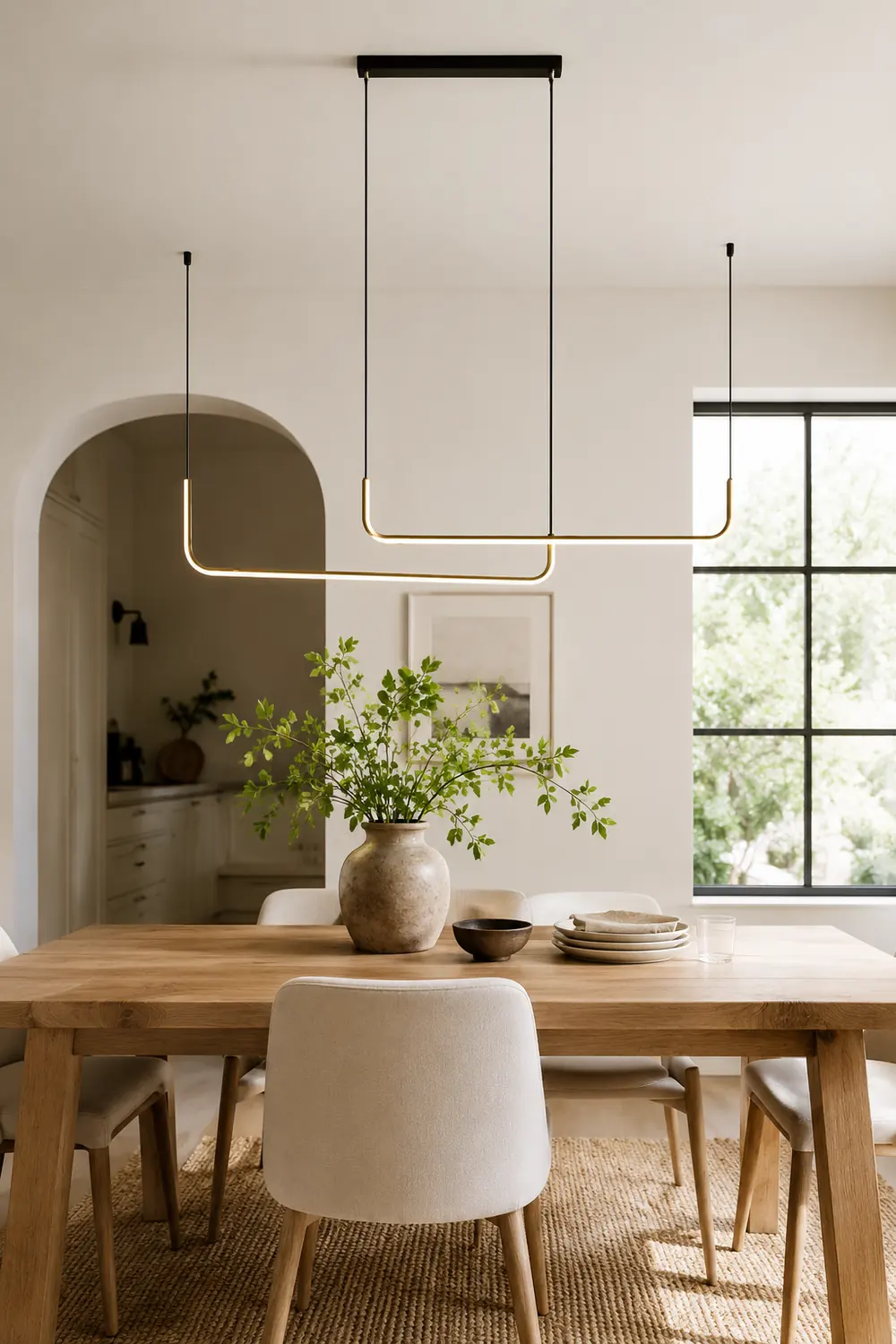 Edge Modern Linear Pendant Light Double Frame, Black/Gold - Lumpaz