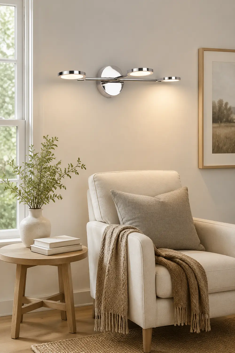Leigh Modern Arc Wall Lamp, Silver, Metal/Acrylic, Front Mirror Vanity - Lumpaz